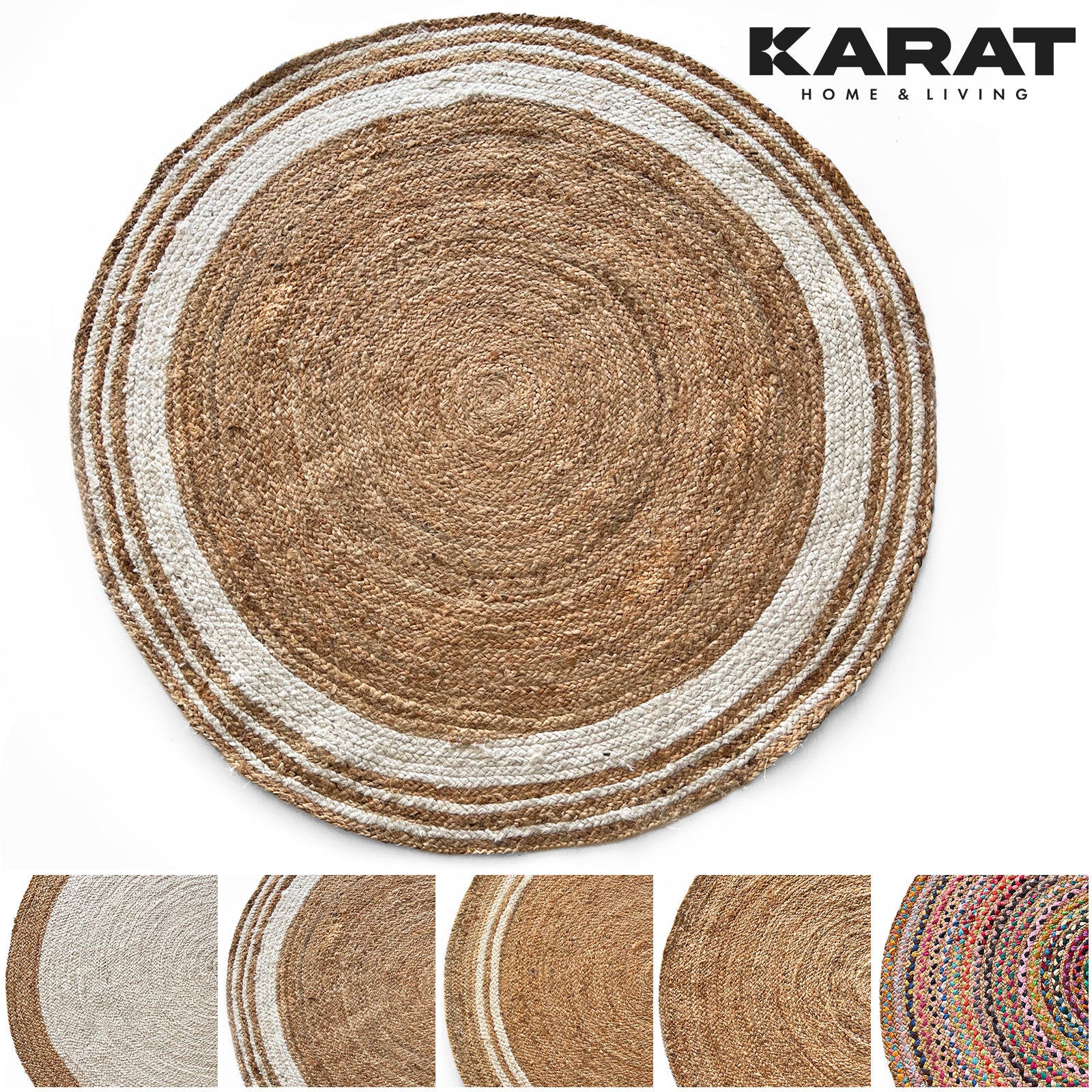 Jute Tapijt Delhi | Rond | Handgeweven | Natuurlijke Vezels | Diverse Maten