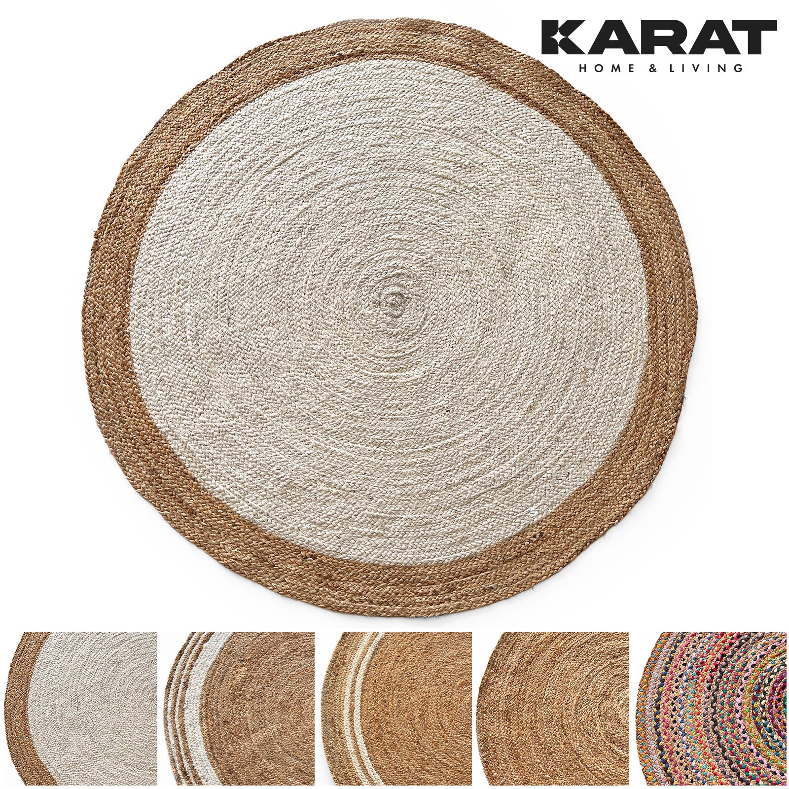 Jute Tapijt Agra | Rond | Handgeweven | Natuurlijke Vezels | Diverse Maten
