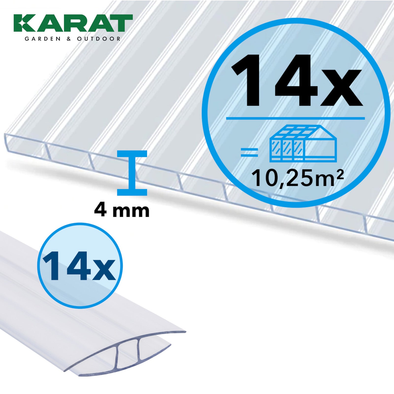 Set van dubbelzijdige lakens | Sera | 14-delige set van dubbelzijdige lakens & verbindingsstukken | polycarbonaat | dikte 4 mm | 60,5 x 121 cm