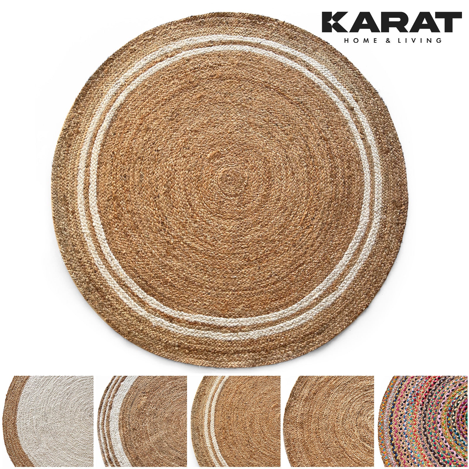 Jute Tapijt Mumbai | Rond | Handgeweven | Natuurlijke Vezels | Diverse Maten