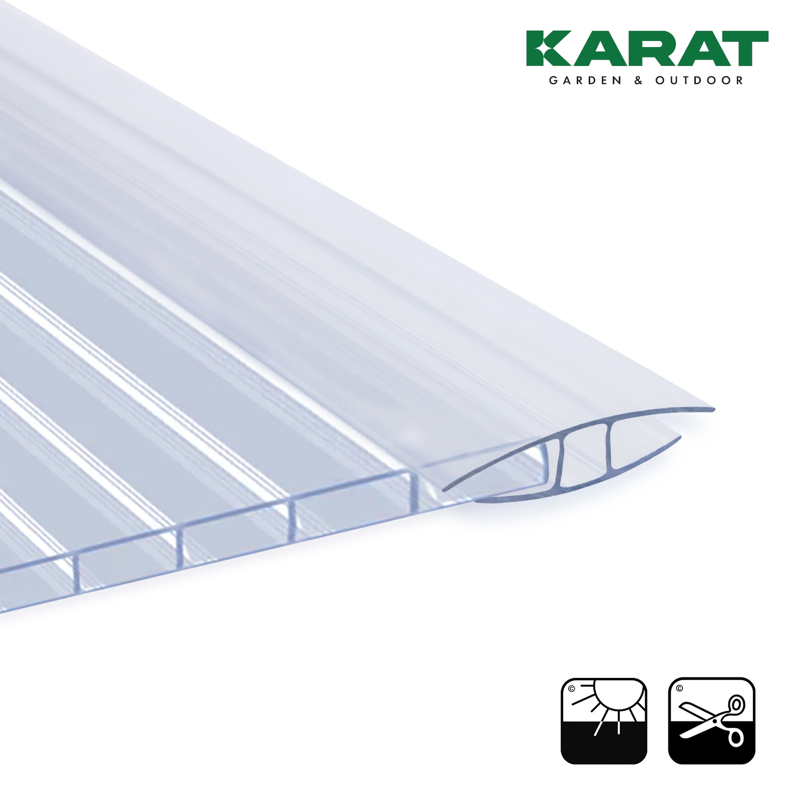 Connector dubbel geweven vellen | H-profiel | 121 cm lengte