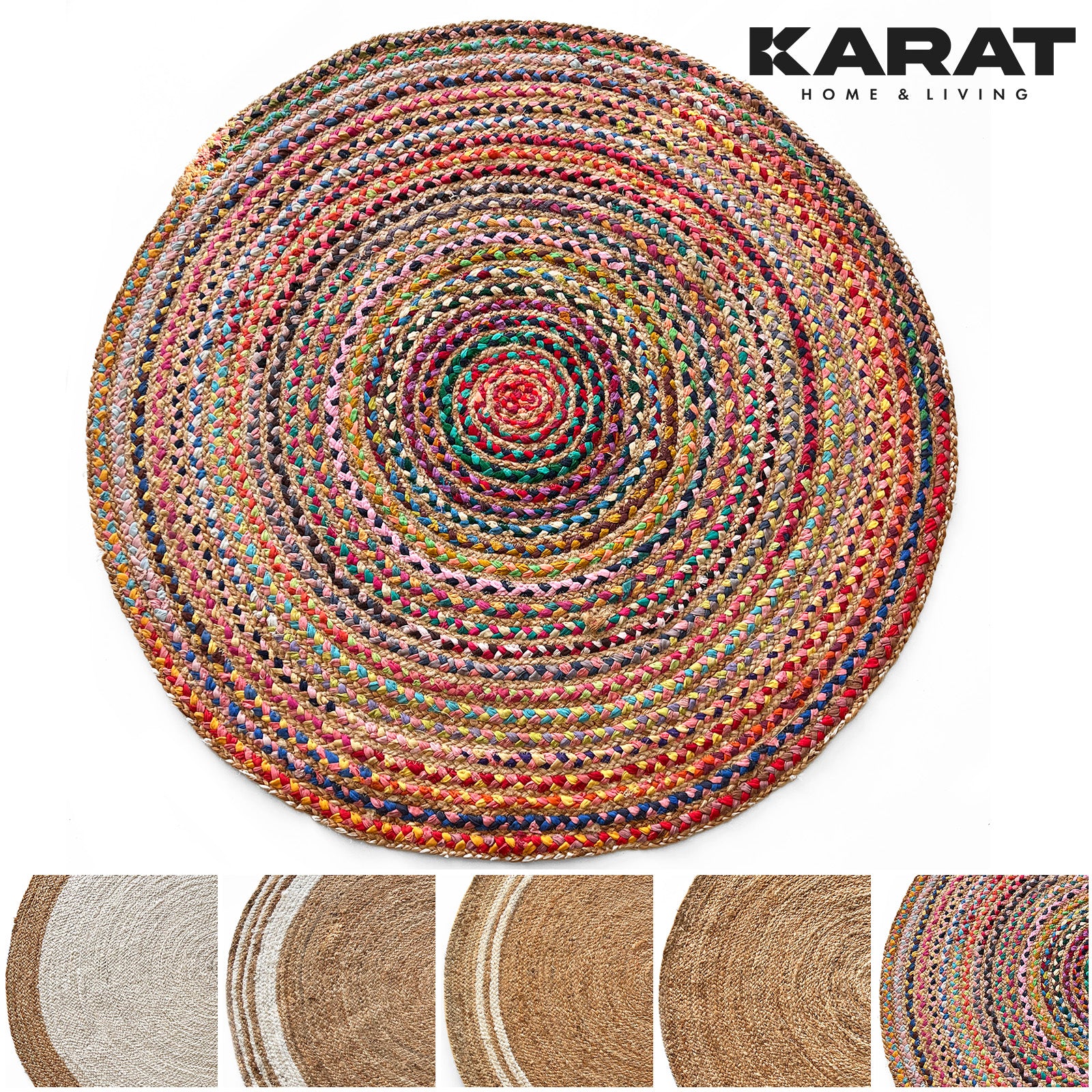 Jute Tapijt Pune | Rond | Handgeweven | Natuurlijke Vezels | Diverse Maten
