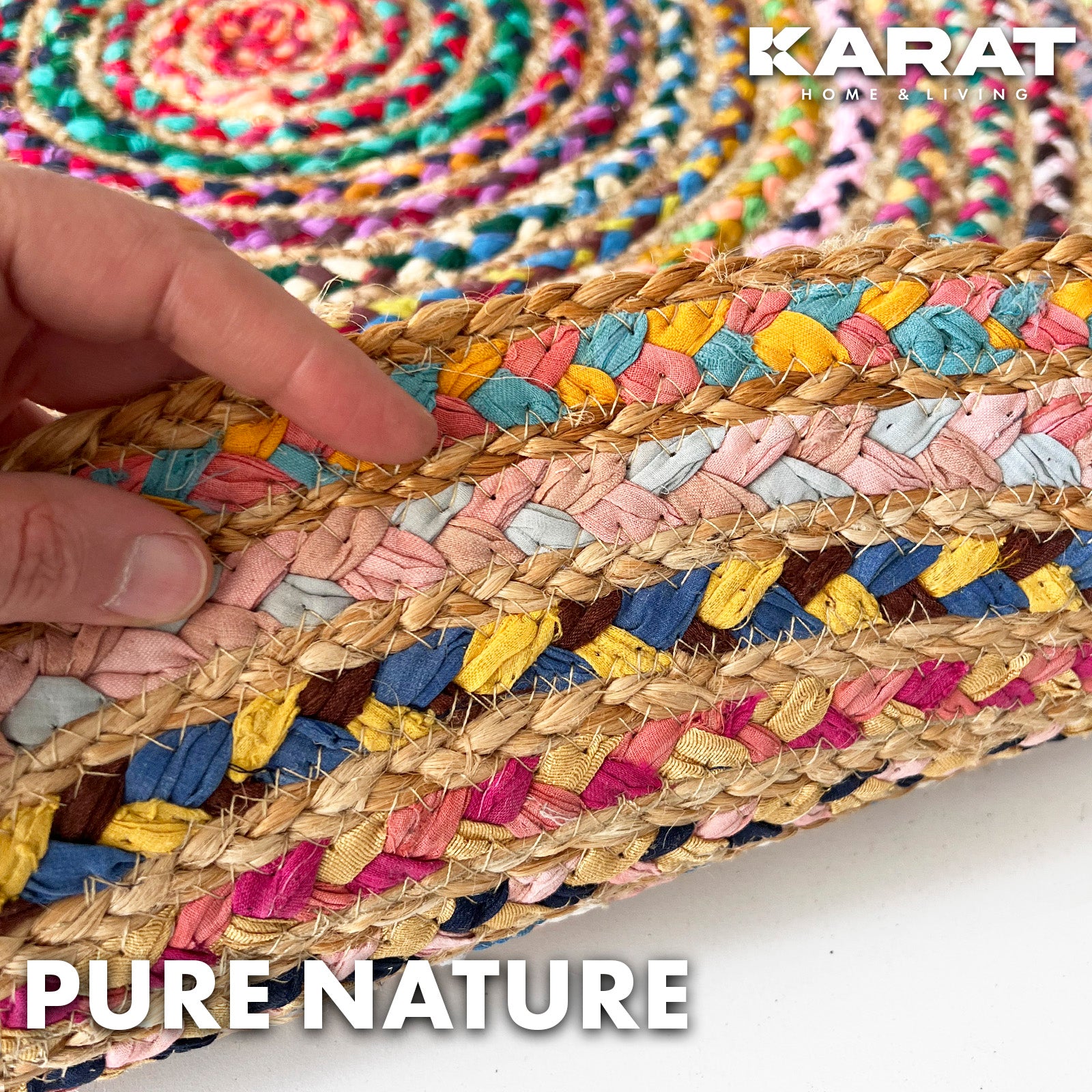 Jute Tapijt Pune | Rond | Handgeweven | Natuurlijke Vezels | Diverse Maten