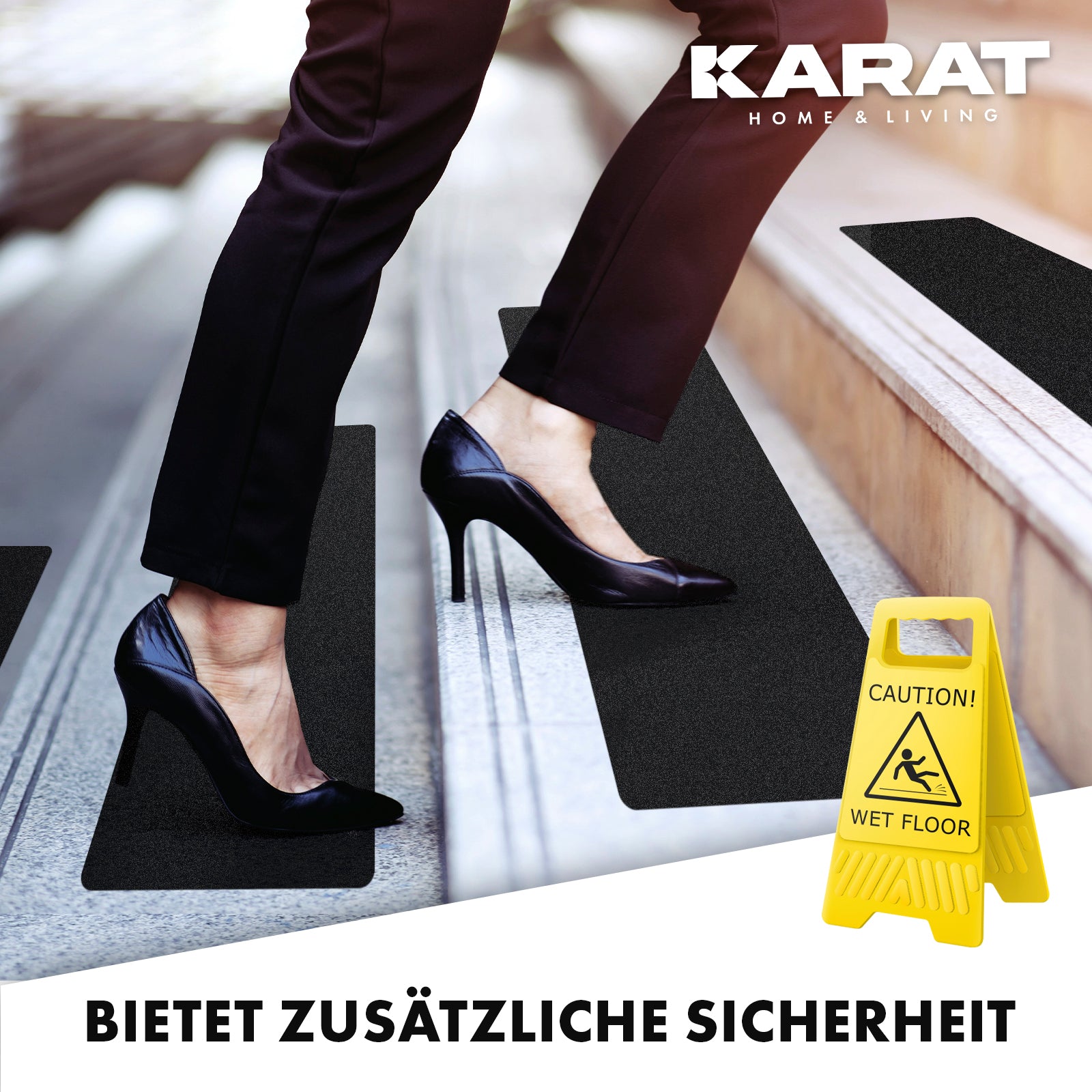 Antislip strips voor trappen | Nicu | Ruw oppervlak | Zelfklevend | Set van 15 inclusief montageroller | Zwart | 10 x 61 cm