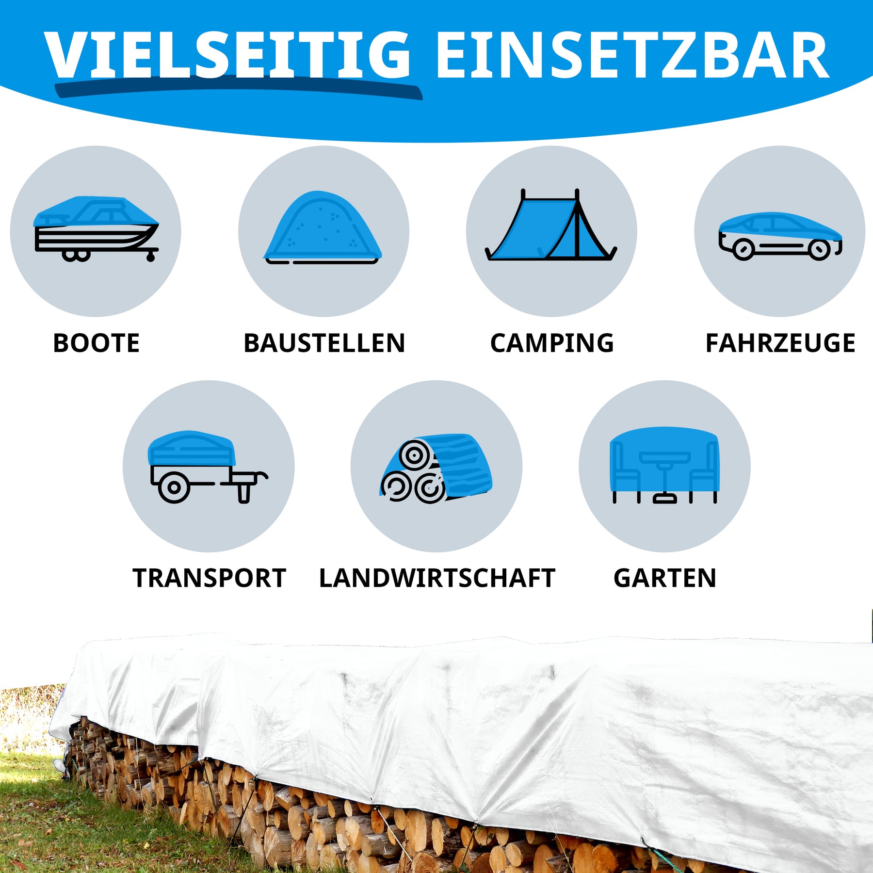 Dekzeil | Extreem scheurvast | Betrouwbare bescherming voor veelzijdige toepassingen | 180 g/m²