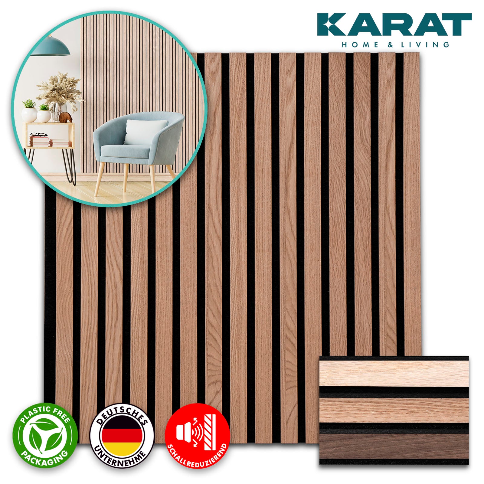 Akoestische panelen in houtlook | Tijdloos design voor een aangename ruimteakoestiek | Verkrijgbaar in 3 designs en 2 maten