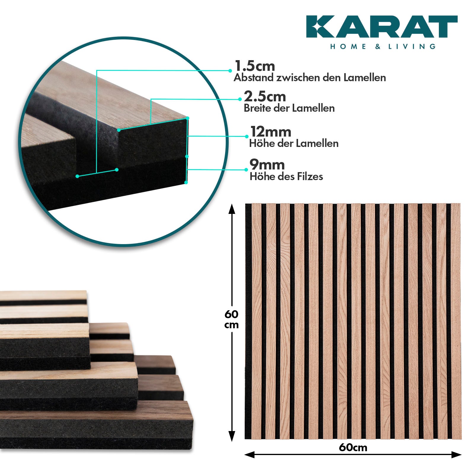 Akoestische panelen in houtlook | Tijdloos design voor een aangename ruimteakoestiek | Verkrijgbaar in 3 designs en 2 maten