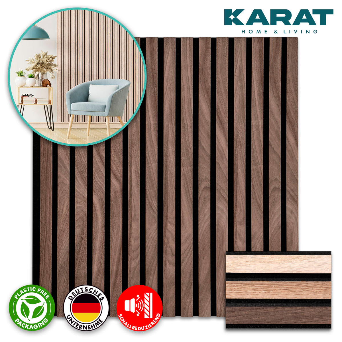 Akoestische panelen in houtlook | Tijdloos design voor een aangename ruimteakoestiek | Verkrijgbaar in 3 designs en 2 maten