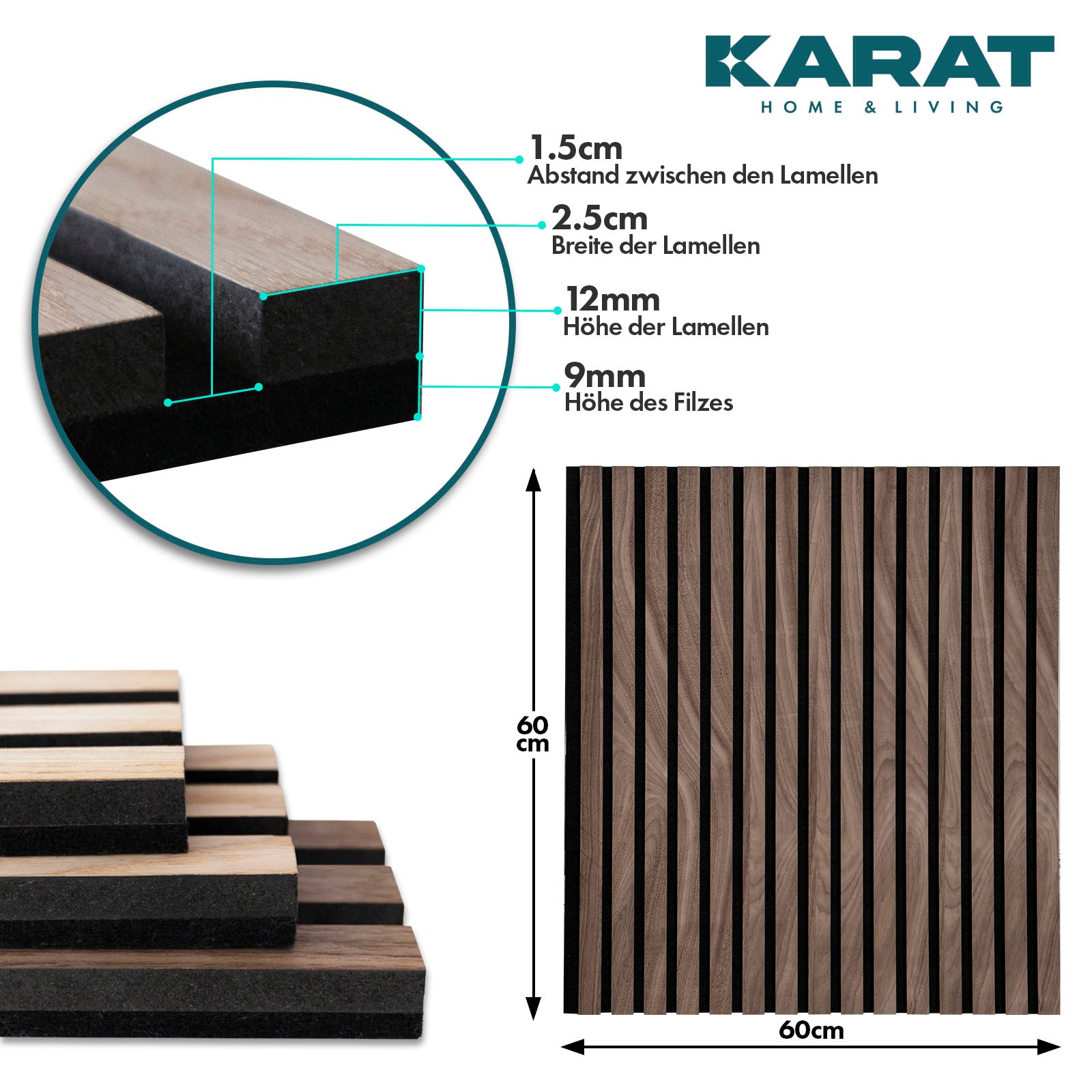 Akoestische panelen in houtlook | Tijdloos design voor een aangename ruimteakoestiek | Verkrijgbaar in 3 designs en 2 maten