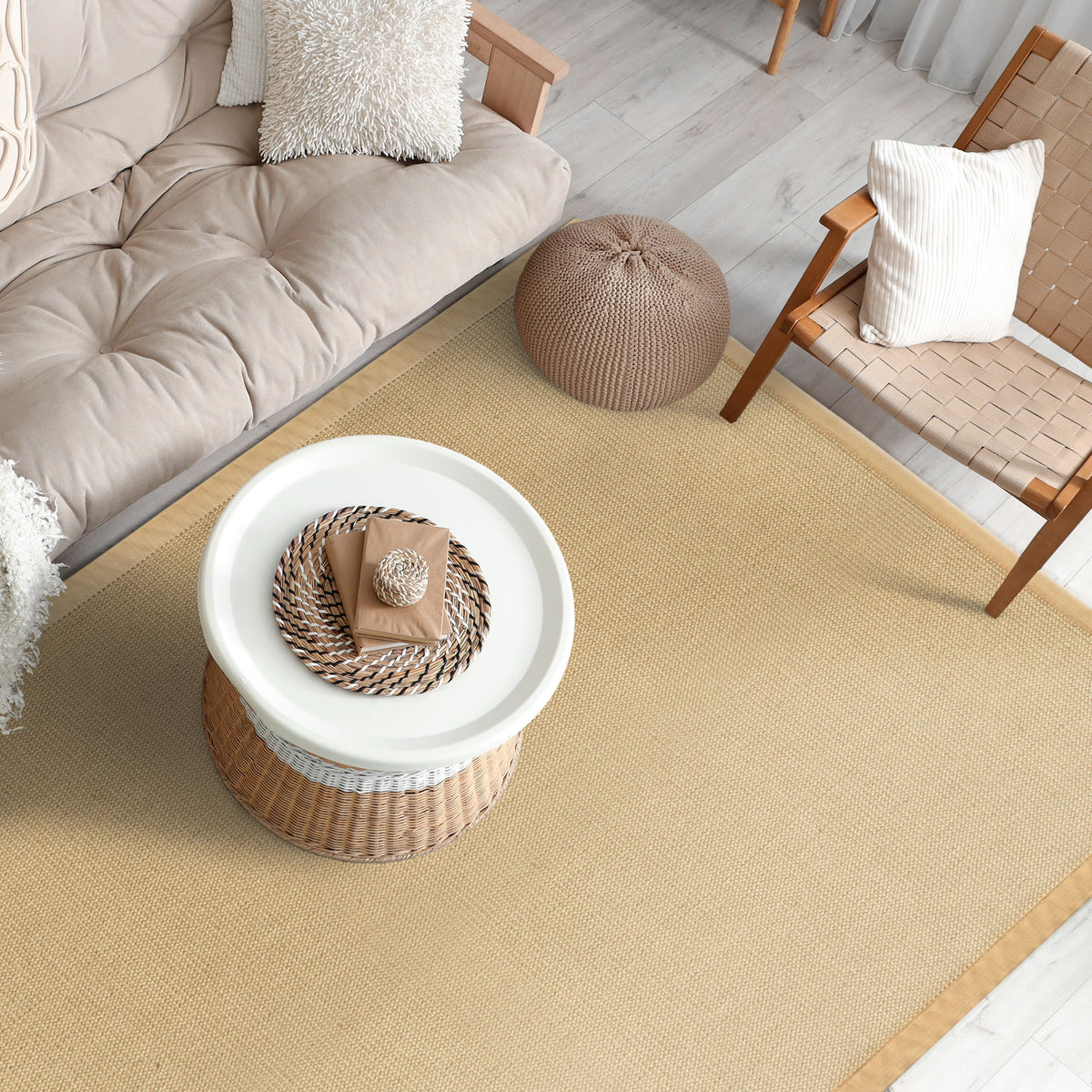 Jute vloerkleed | Bombay | Met anti-slip achterkant en katoenen rand | In vele maten
