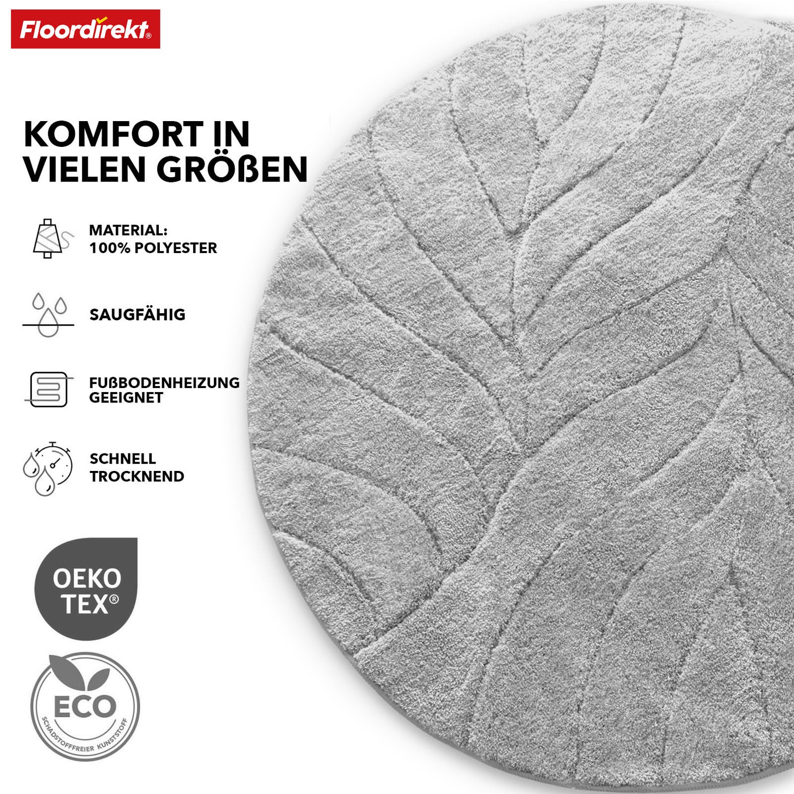 Badmat | Maris | Ronde badmat | Zachte microvezel, antislip & geschikt voor vloerverwarming
