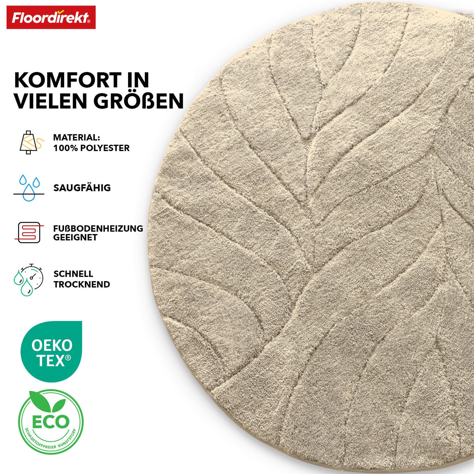 Badmat | Maris | Ronde badmat | Zachte microvezel, antislip & geschikt voor vloerverwarming