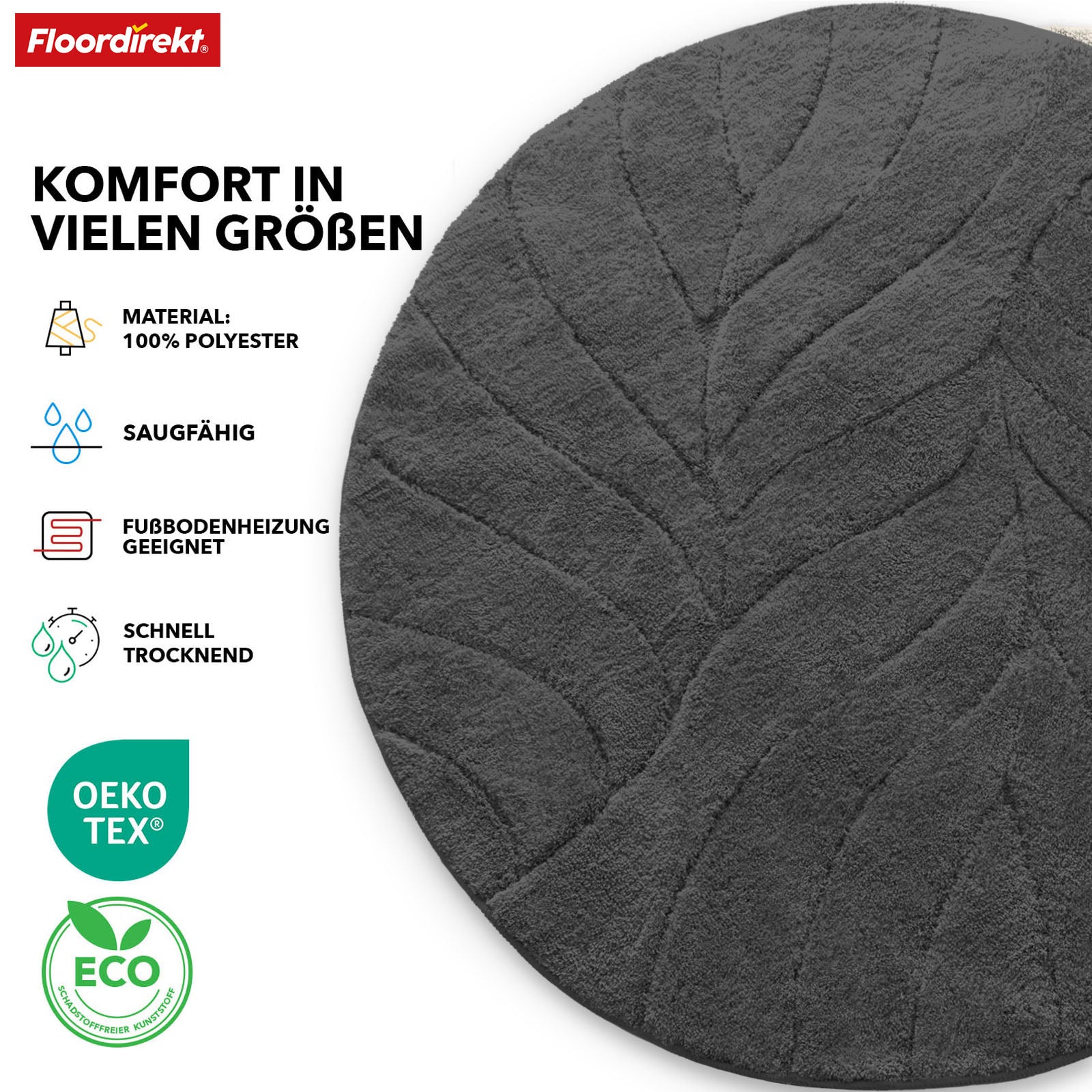 Badmat | Maris | Ronde badmat | Zachte microvezel, antislip & geschikt voor vloerverwarming