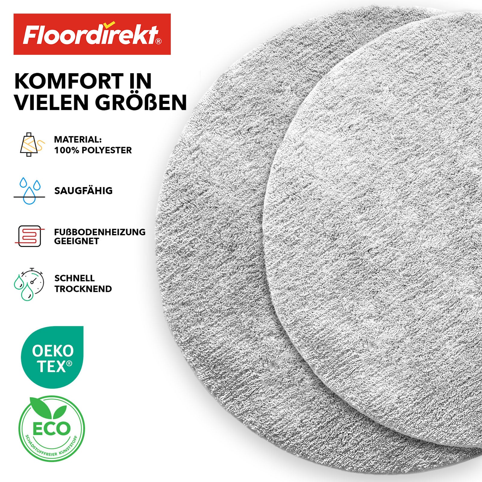 Ronde badmat | Sky | Ronde badmat | Dicht, donzig comfort voor in huis