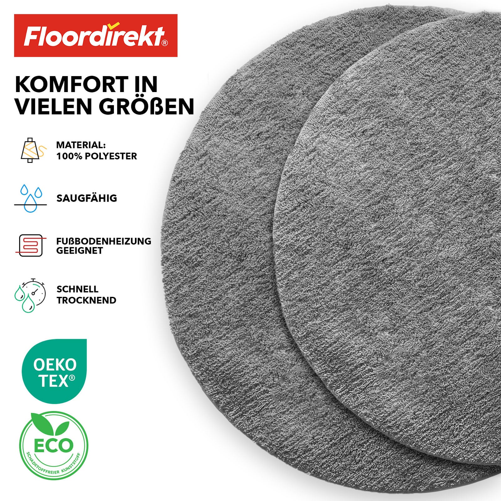 Ronde badmat | Sky | Ronde badmat | Dicht, donzig comfort voor in huis