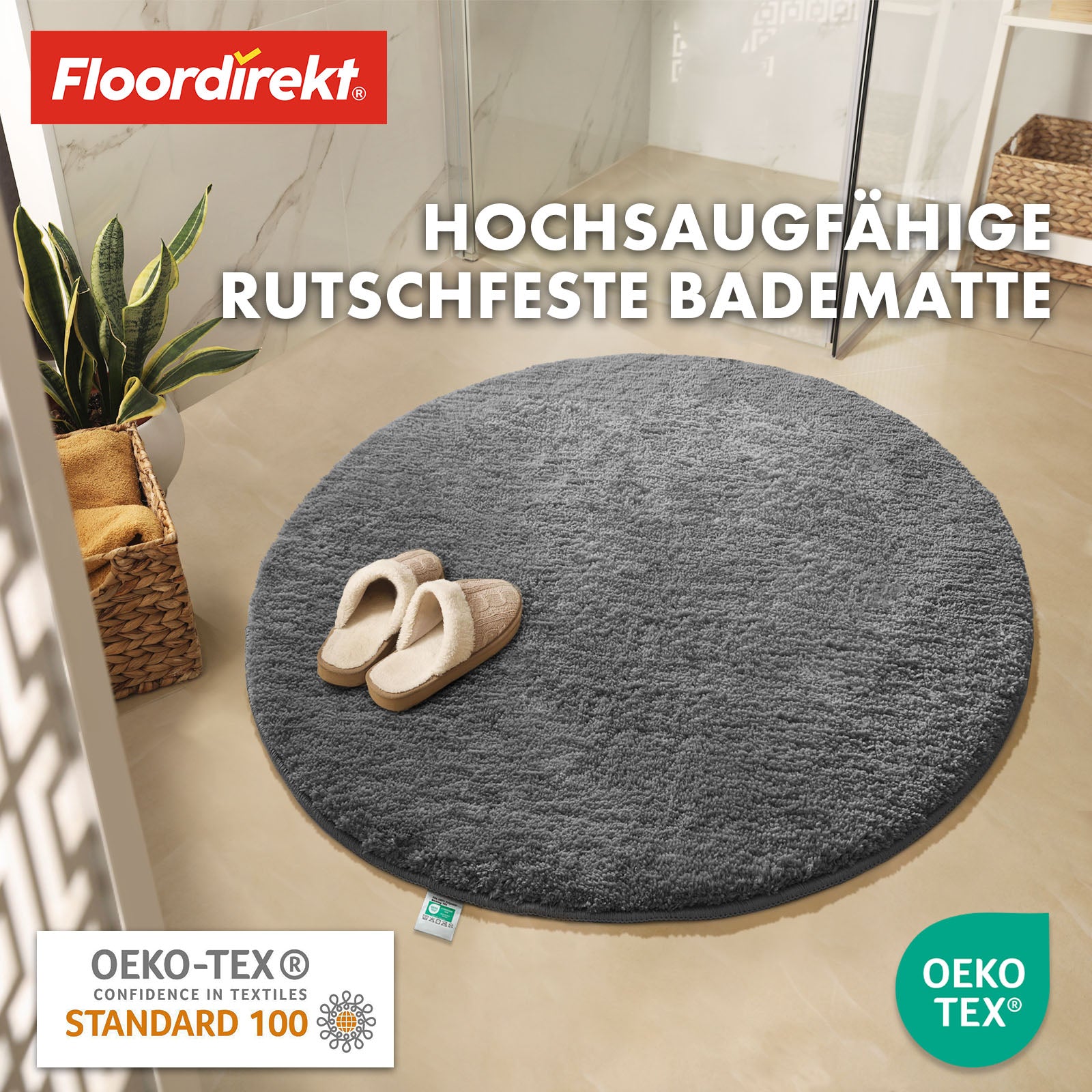 Ronde badmat | Sky | Ronde badmat | Dicht, donzig comfort voor in huis