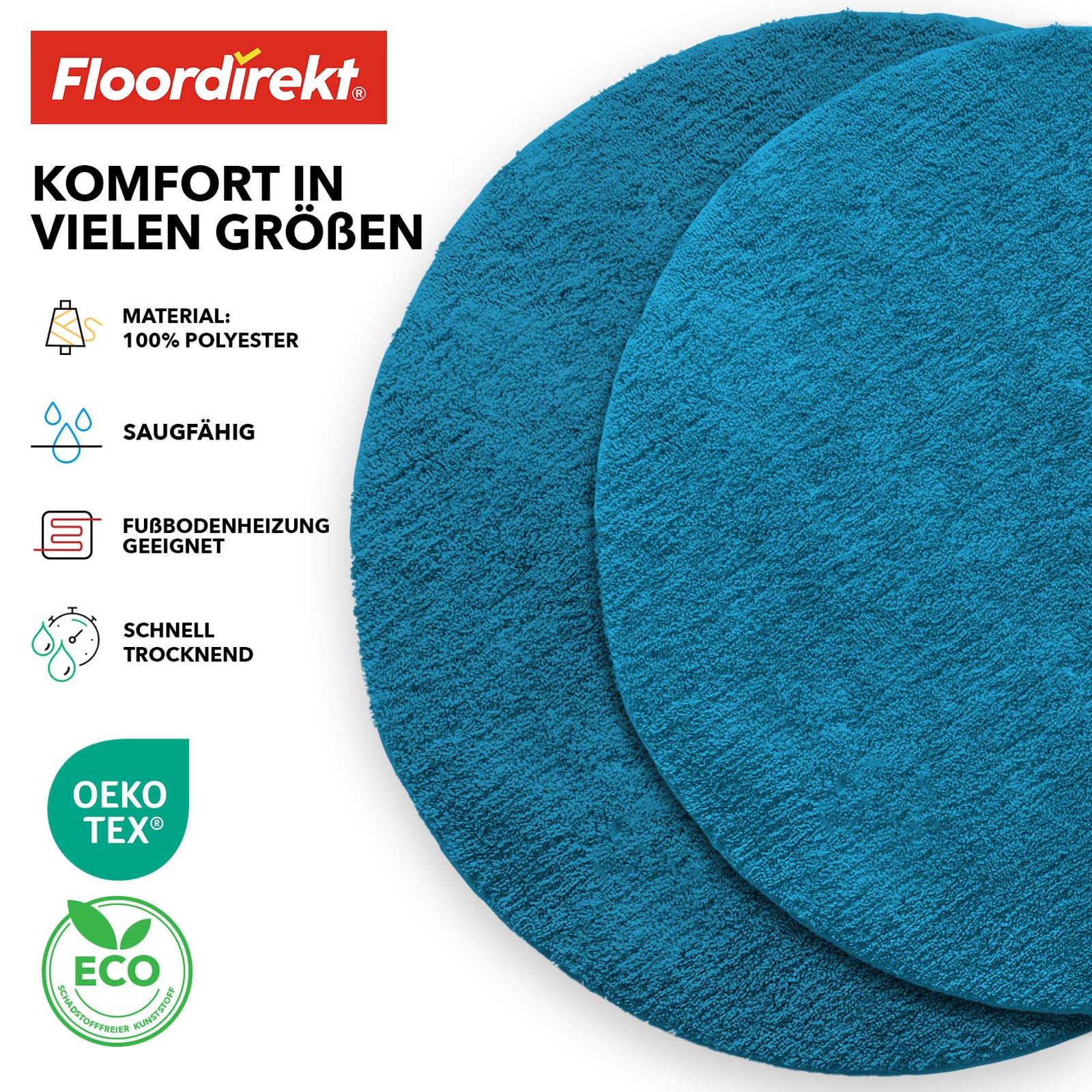 Ronde badmat | Sky | Ronde badmat | Dicht, donzig comfort voor in huis