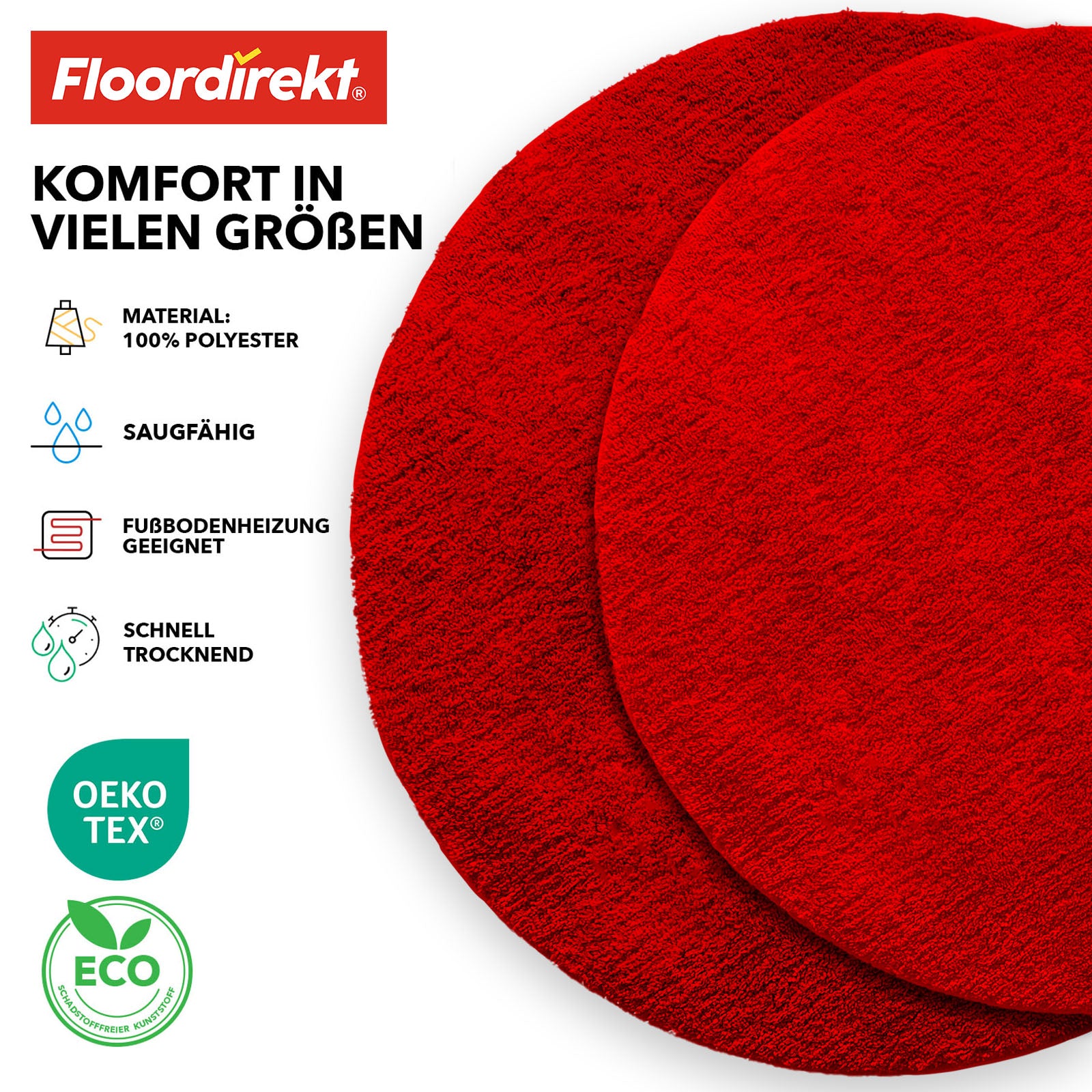 Ronde badmat | Sky | Ronde badmat | Dicht, donzig comfort voor in huis