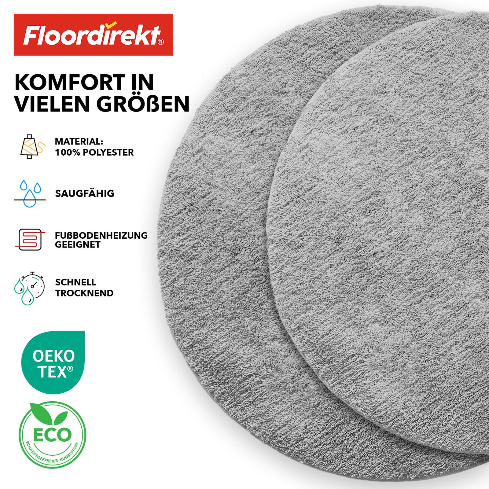Ronde badmat | Sky | Ronde badmat | Dicht, donzig comfort voor in huis