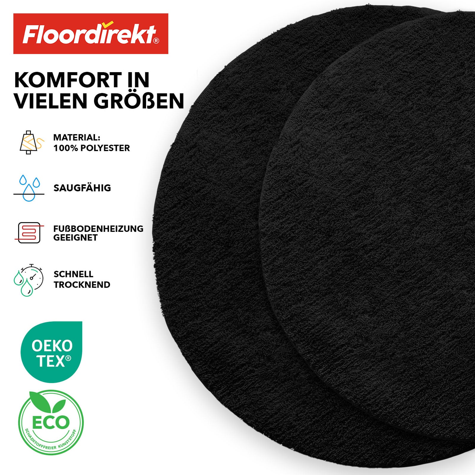 Ronde badmat | Sky | Ronde badmat | Dicht, donzig comfort voor in huis