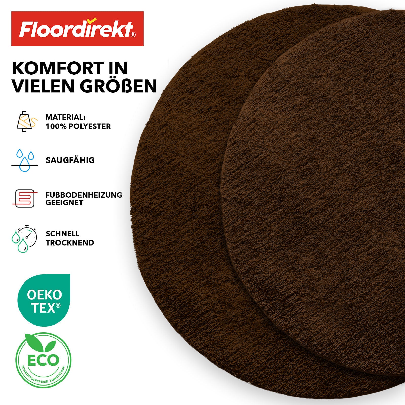 Ronde badmat | Sky | Ronde badmat | Dicht, donzig comfort voor in huis
