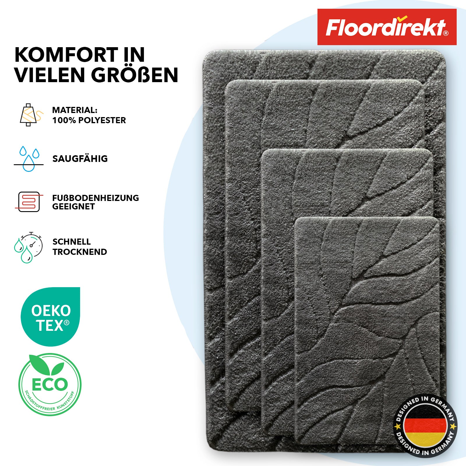 Badmat | Maris | Pluizige badmat met bladstructuur | Verkrijgbaar in verschillende kleuren en maten