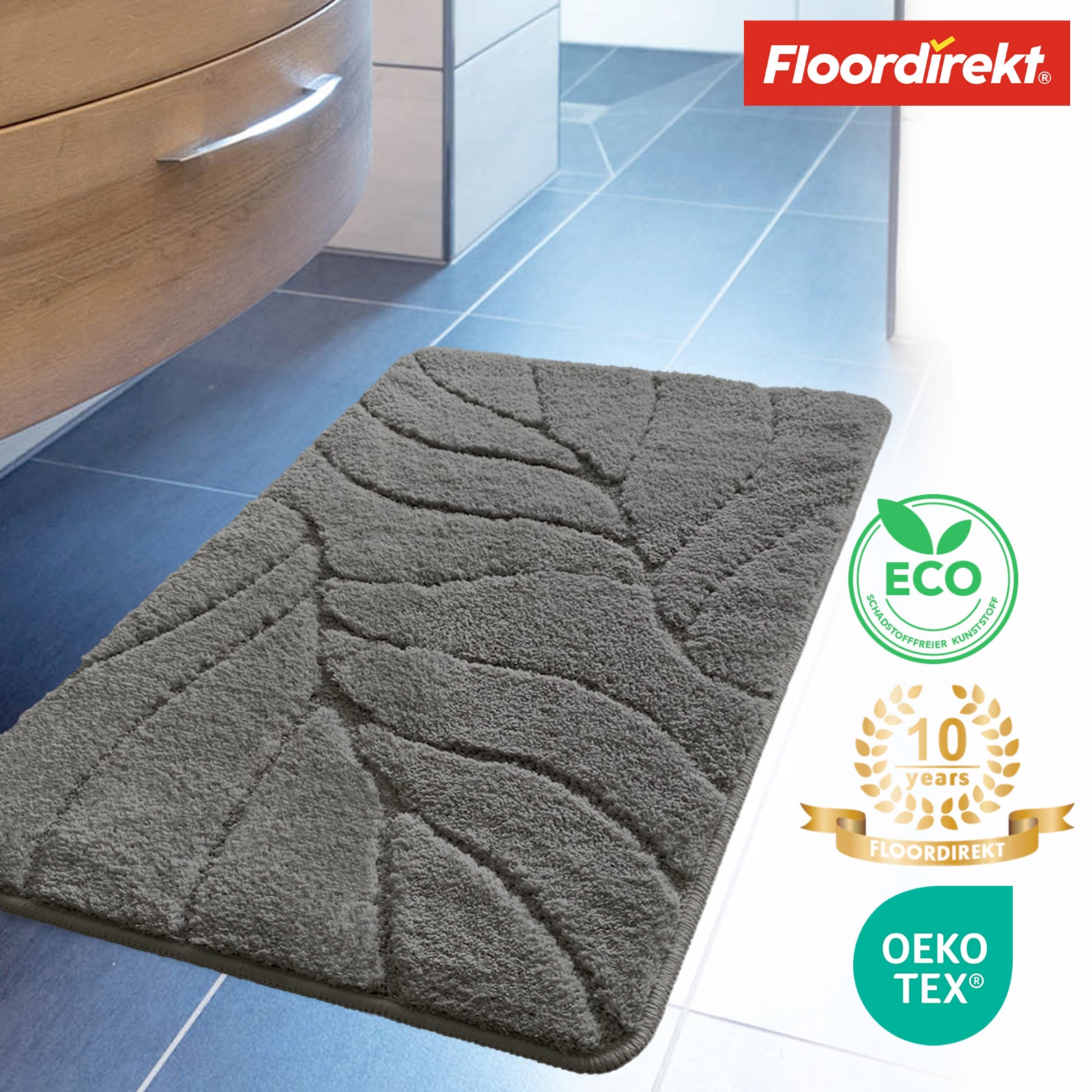 Badmat | Maris | Pluizige badmat met bladstructuur | Verkrijgbaar in verschillende kleuren en maten