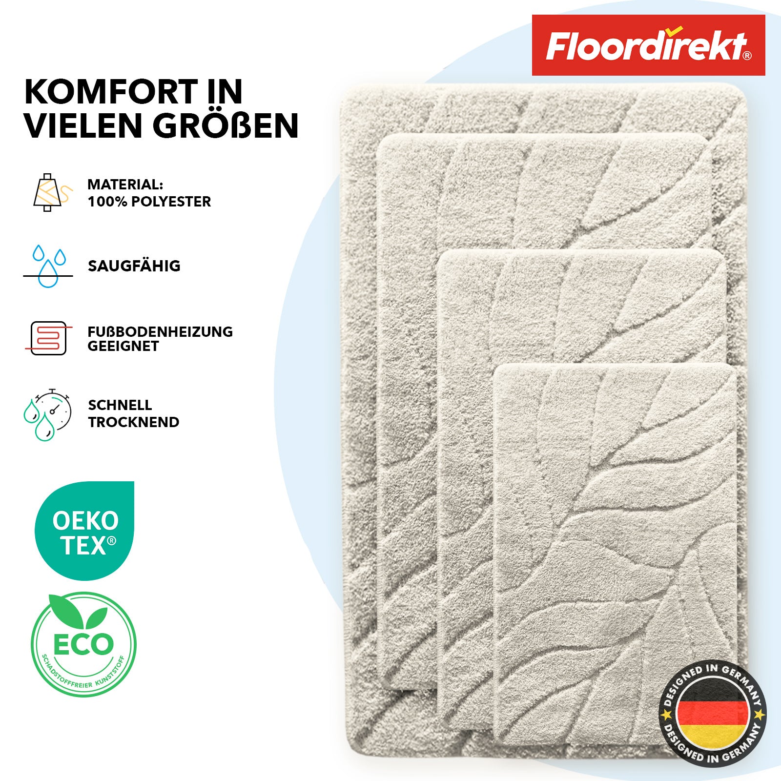 Badmat | Maris | Pluizige badmat met bladstructuur | Verkrijgbaar in verschillende kleuren en maten