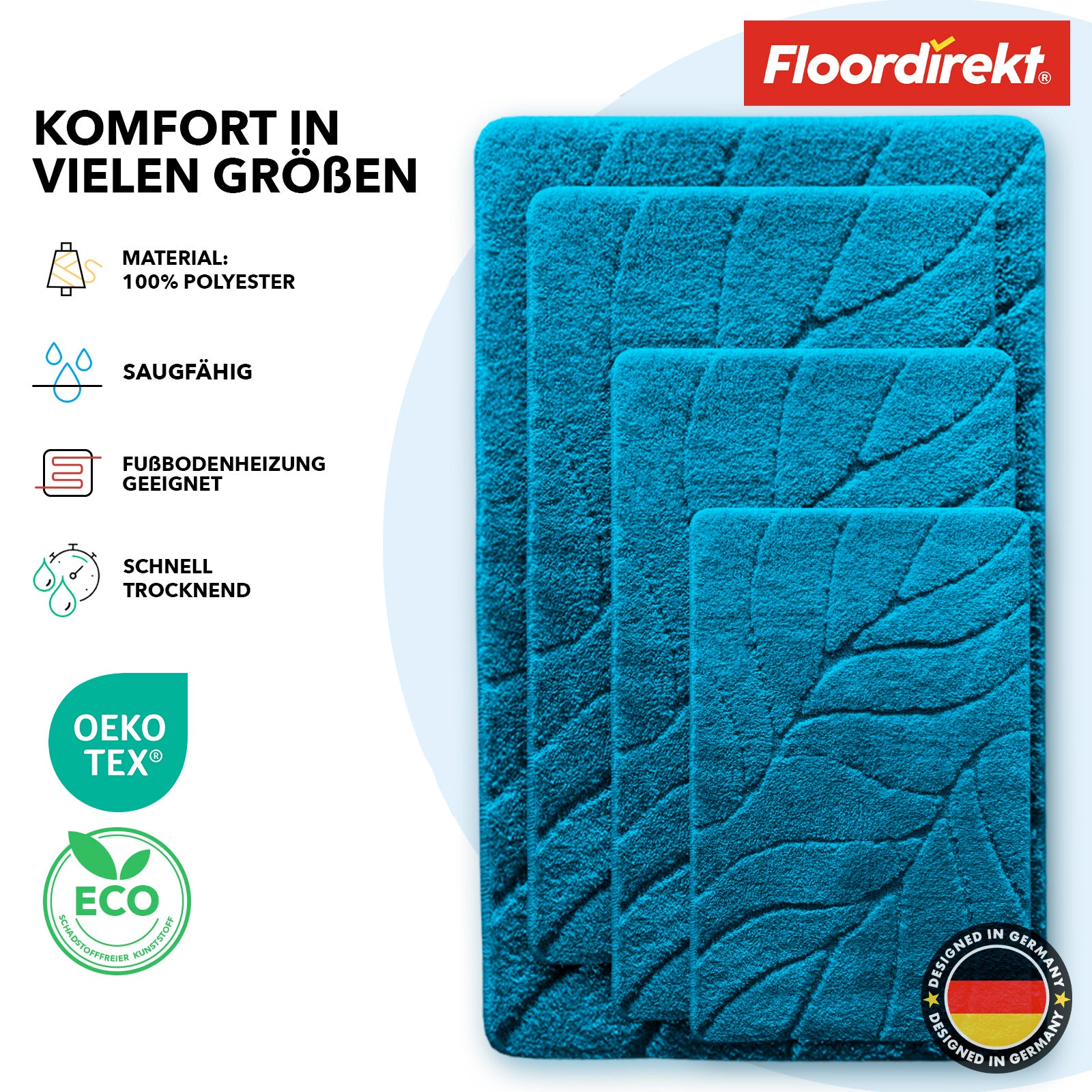 Badmat | Maris | Pluizige badmat met bladstructuur | Verkrijgbaar in verschillende kleuren en maten