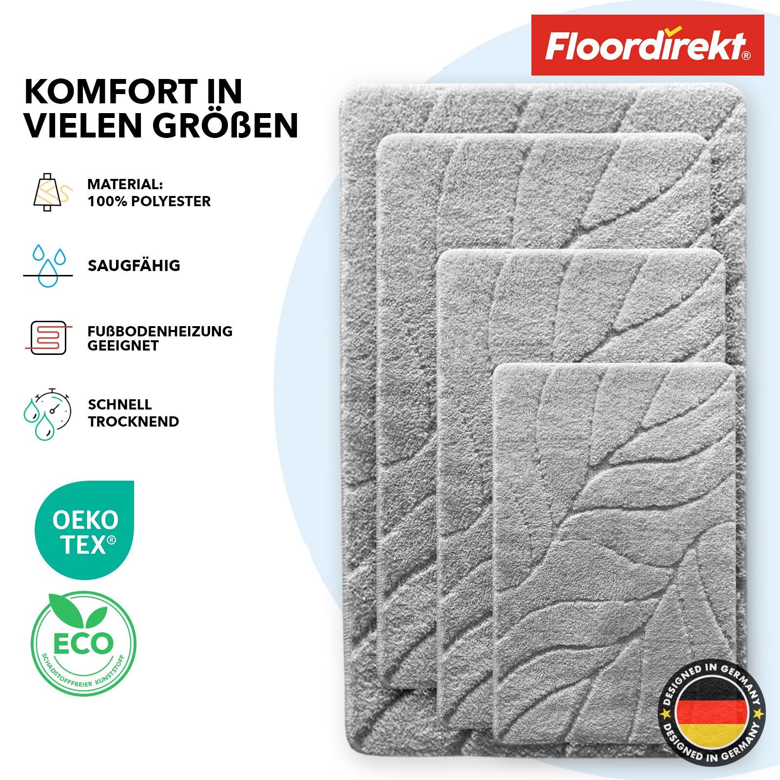Badmat | Maris | Pluizige badmat met bladstructuur | Verkrijgbaar in verschillende kleuren en maten