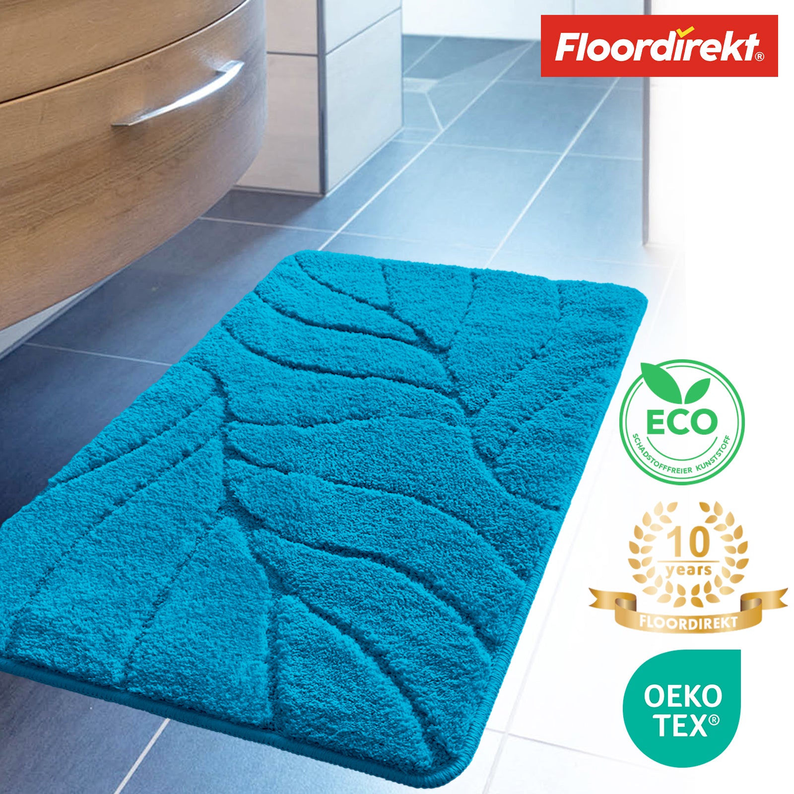 Badmat | Maris | Pluizige badmat met bladstructuur | Verkrijgbaar in verschillende kleuren en maten