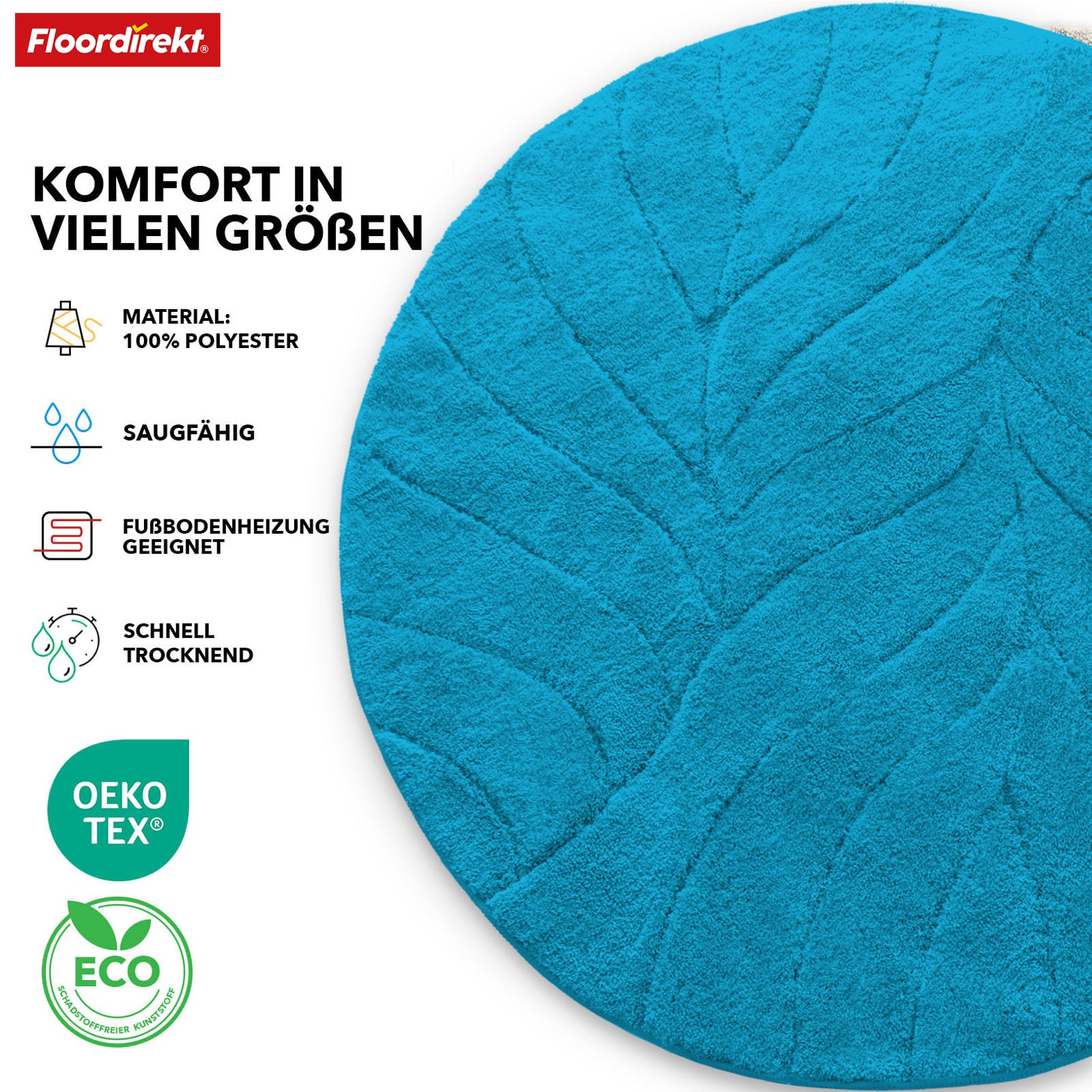 Badmat | Maris | Ronde badmat | Zachte microvezel, antislip & geschikt voor vloerverwarming