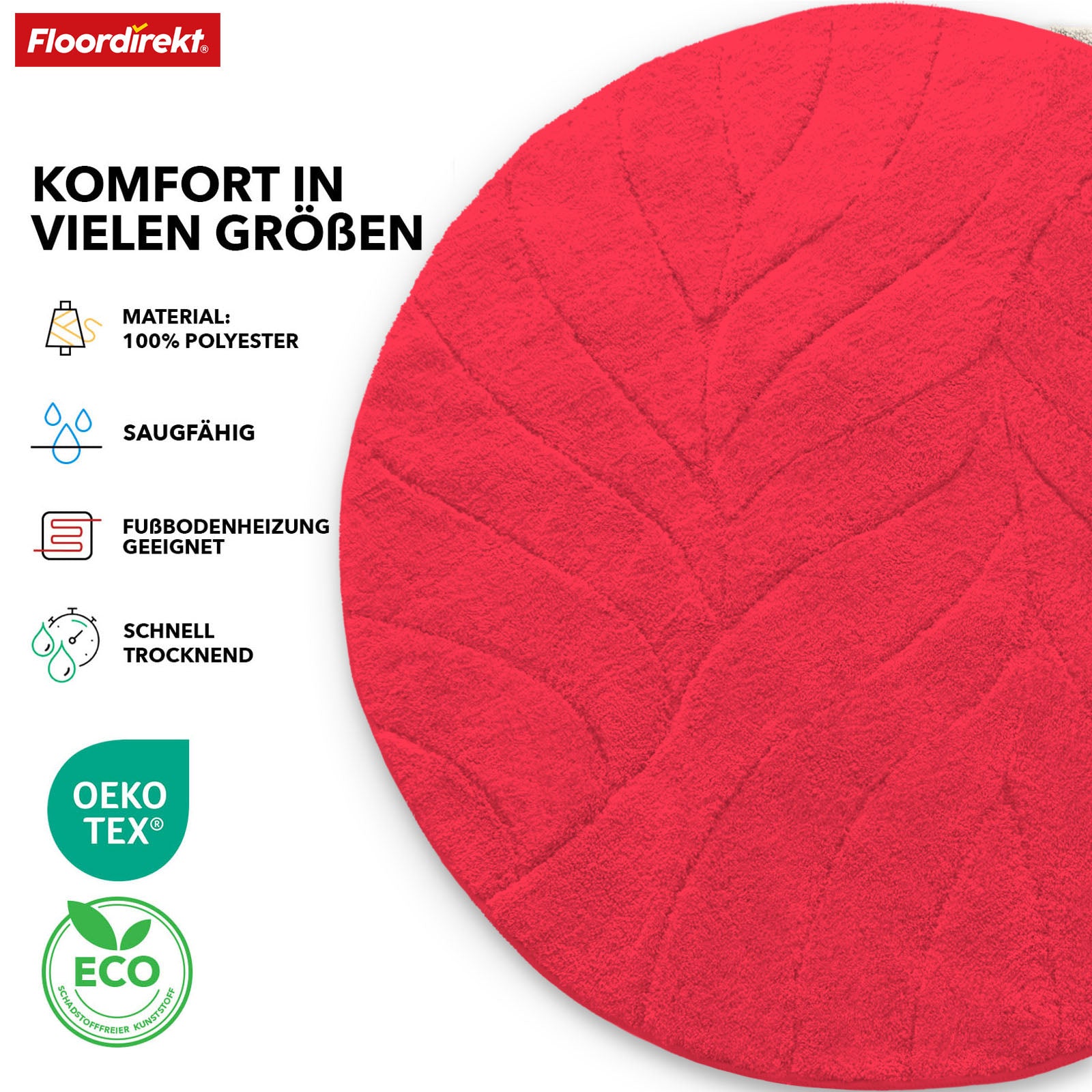 Badmat | Maris | Ronde badmat | Zachte microvezel, antislip & geschikt voor vloerverwarming