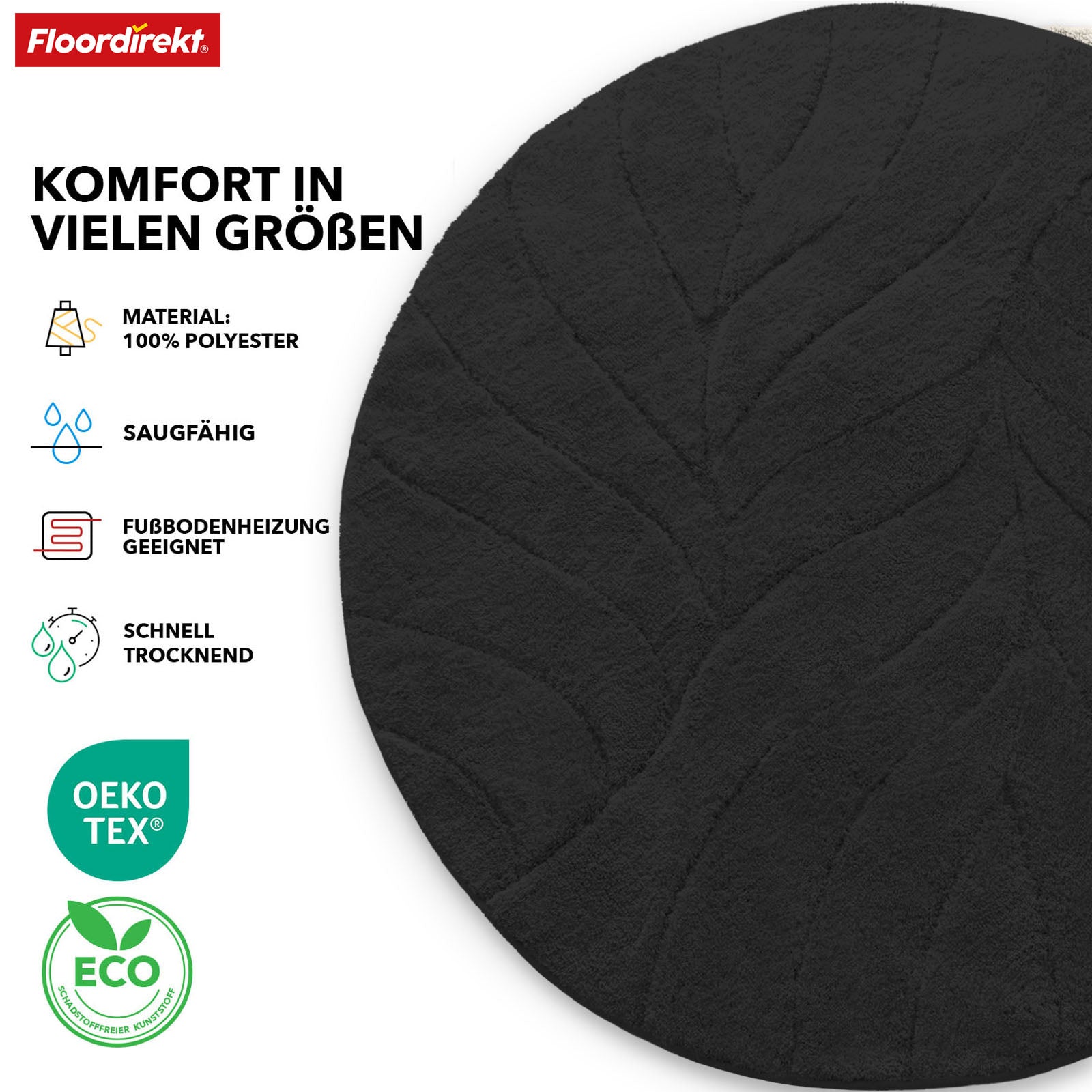 Badmat | Maris | Ronde badmat | Zachte microvezel, antislip & geschikt voor vloerverwarming