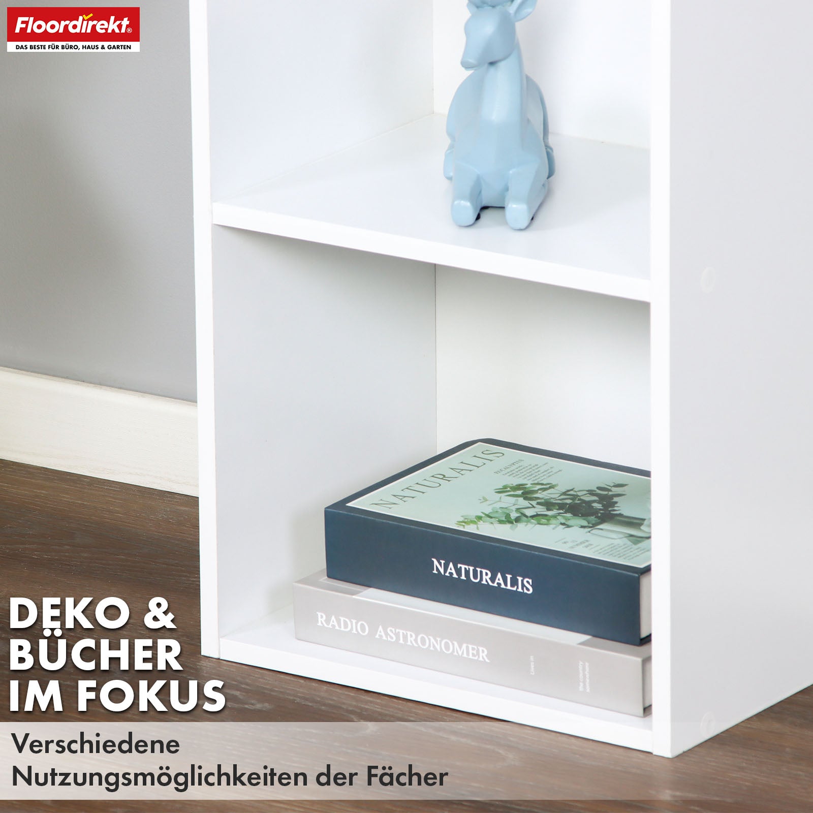Boekenkast | Alaska | Witte MDF boekenkast met 4 of 5 niveaus | slank, modern & ruimtebesparend