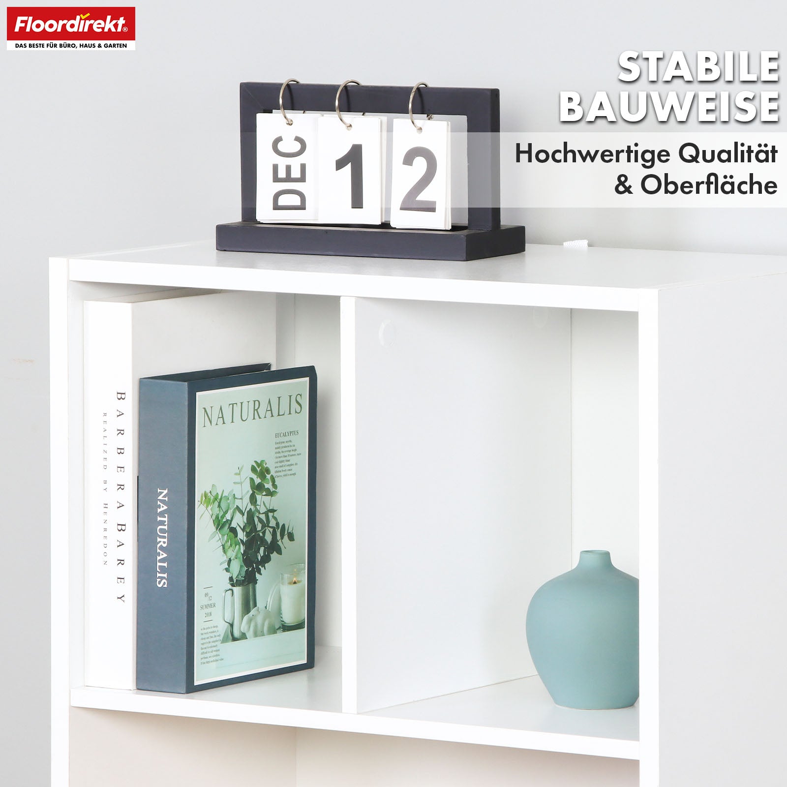 Boekenkast | California | Modern, ruimtebesparend MDF schap met kantelbeveiliging in wit 4-8 open vakken