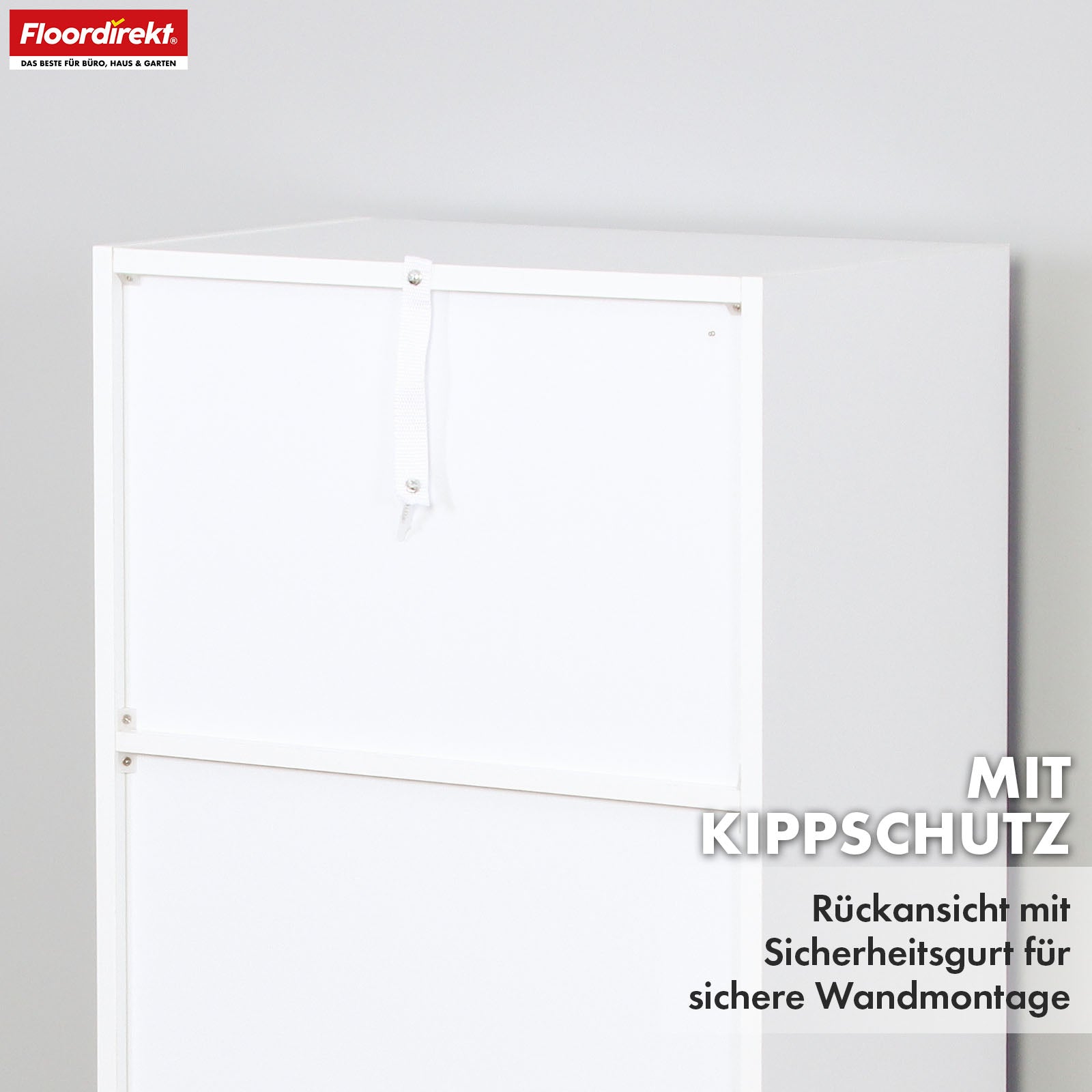 Boekenkast | California | Modern, ruimtebesparend MDF schap met kantelbeveiliging in wit 4-8 open vakken