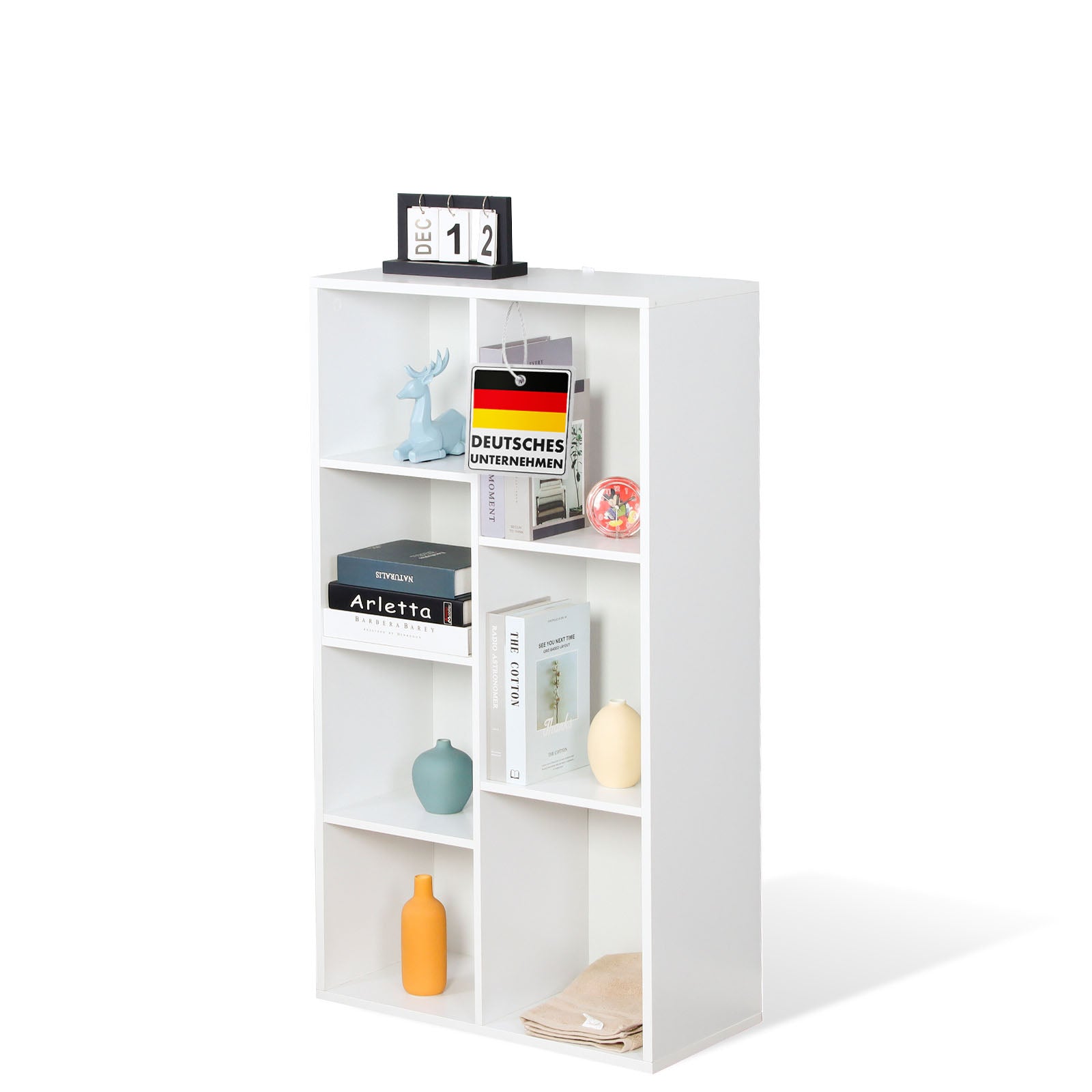 Boekenkast | California | Modern, ruimtebesparend MDF schap met kantelbeveiliging in wit 4-8 open vakken