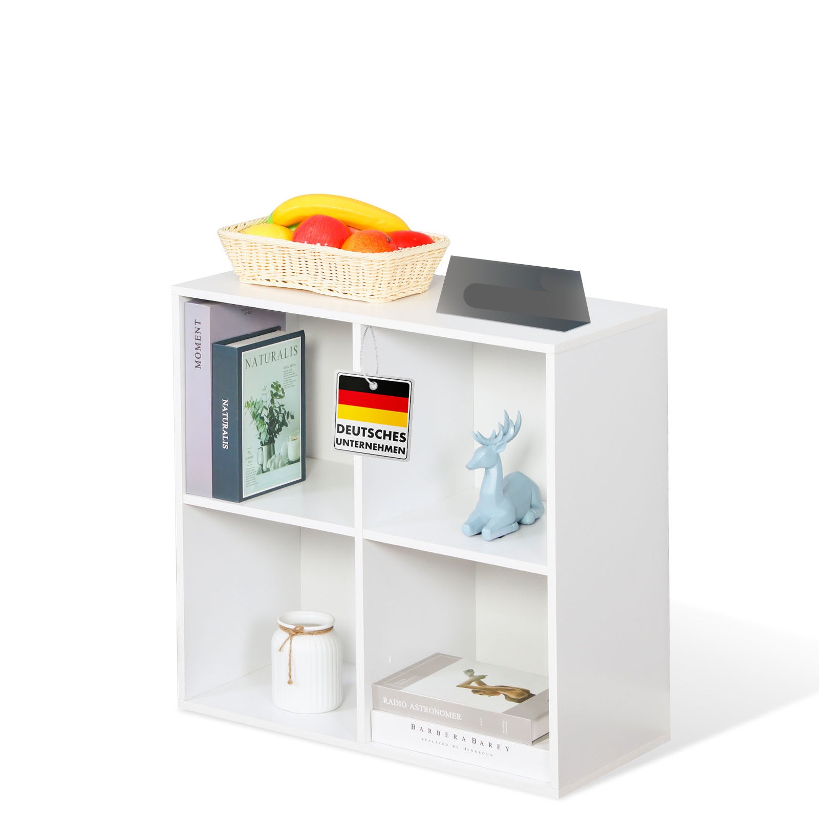 Boekenkast | California | Modern, ruimtebesparend MDF schap met kantelbeveiliging in wit 4-8 open vakken