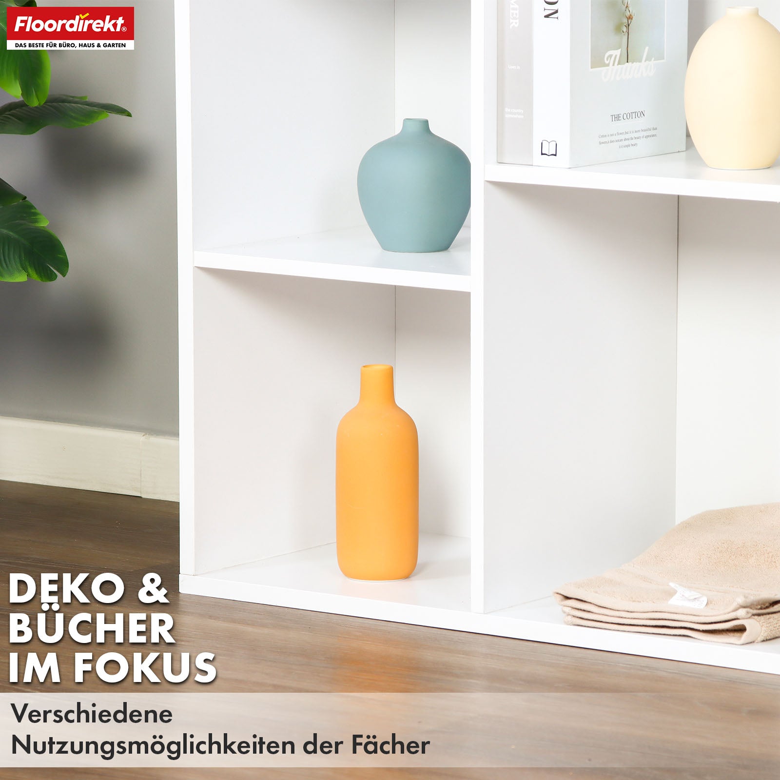 Boekenkast | California | Modern, ruimtebesparend MDF schap met kantelbeveiliging in wit 4-8 open vakken