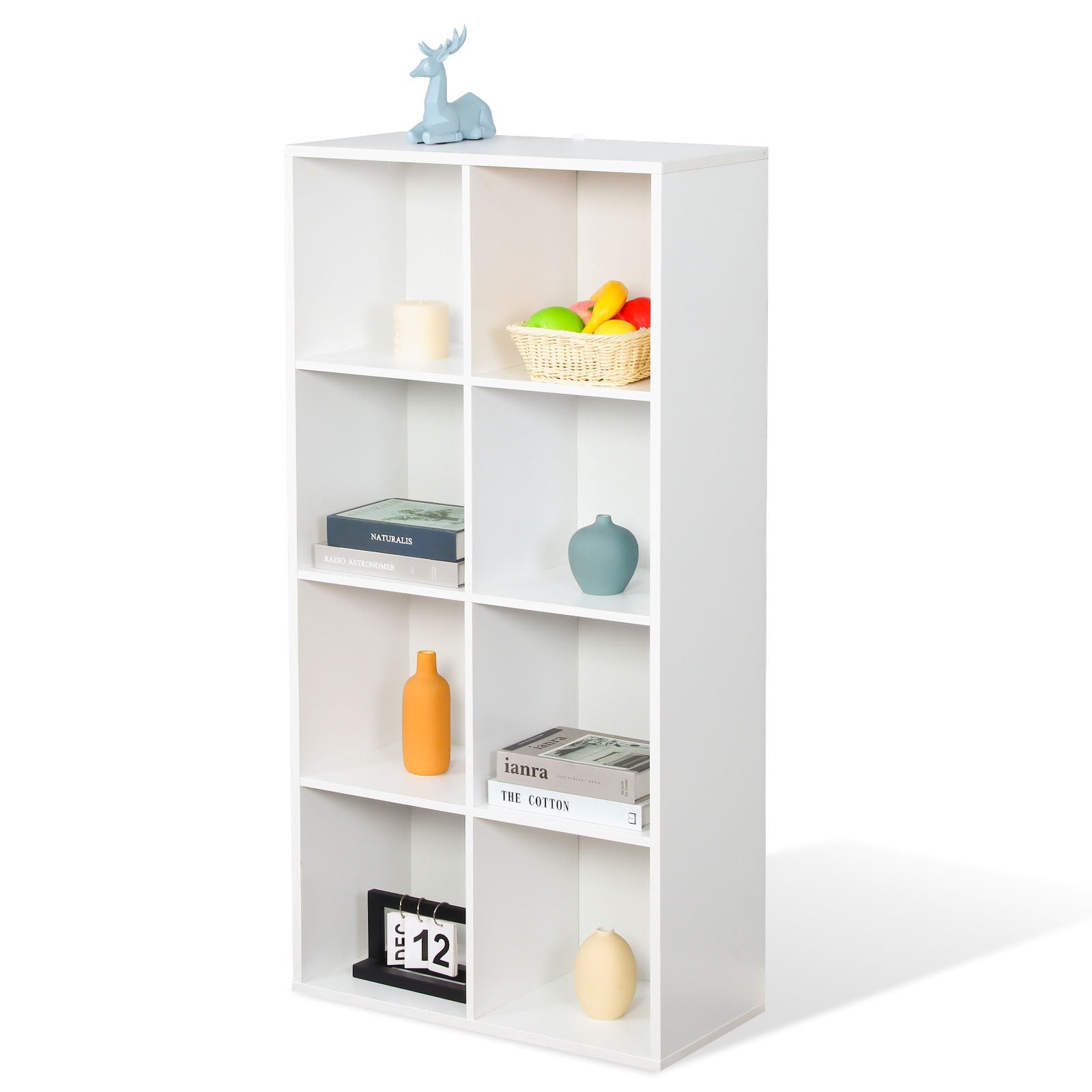 Boekenkast | California | Modern, ruimtebesparend MDF schap met kantelbeveiliging in wit 4-8 open vakken