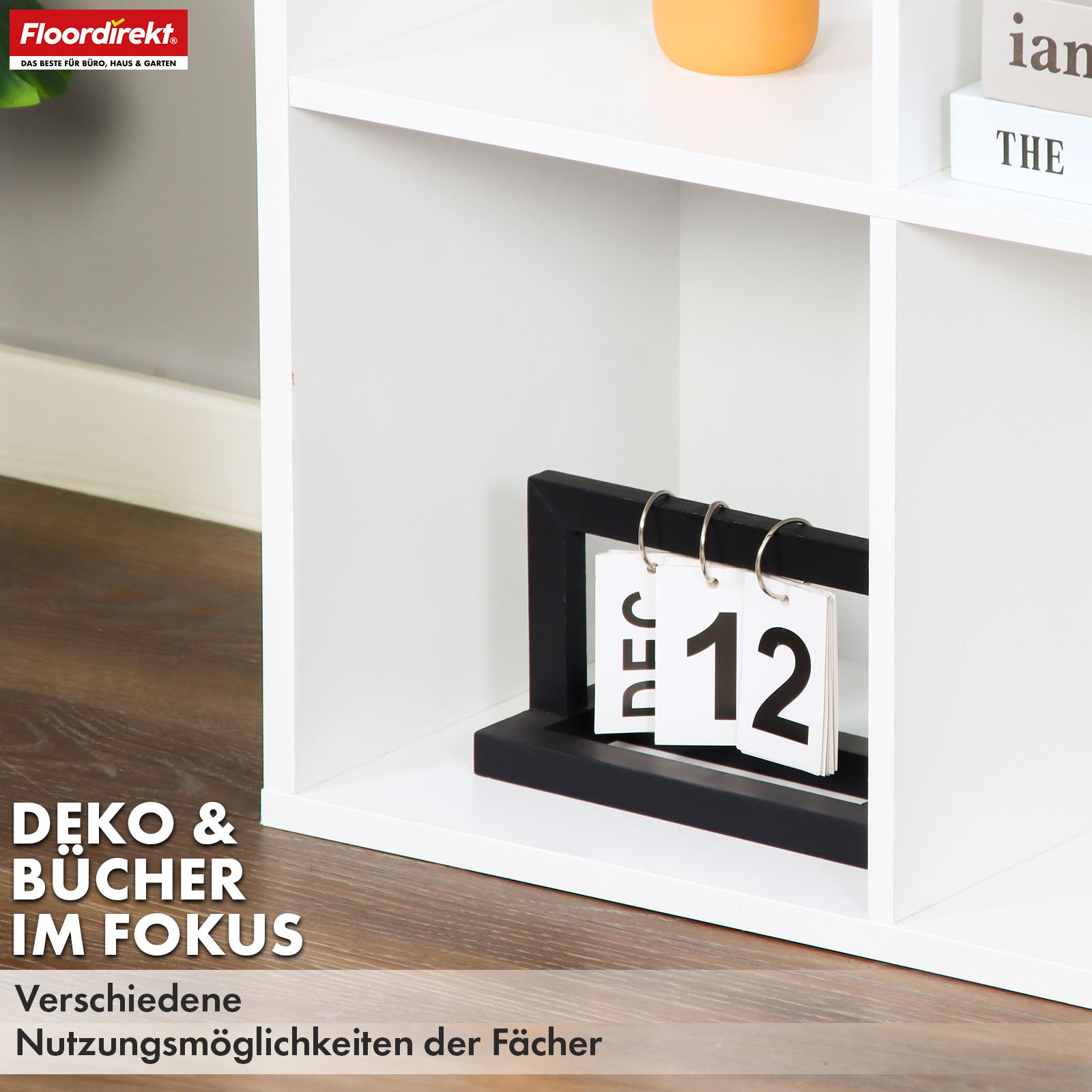 Boekenkast | California | Modern, ruimtebesparend MDF schap met kantelbeveiliging in wit 4-8 open vakken