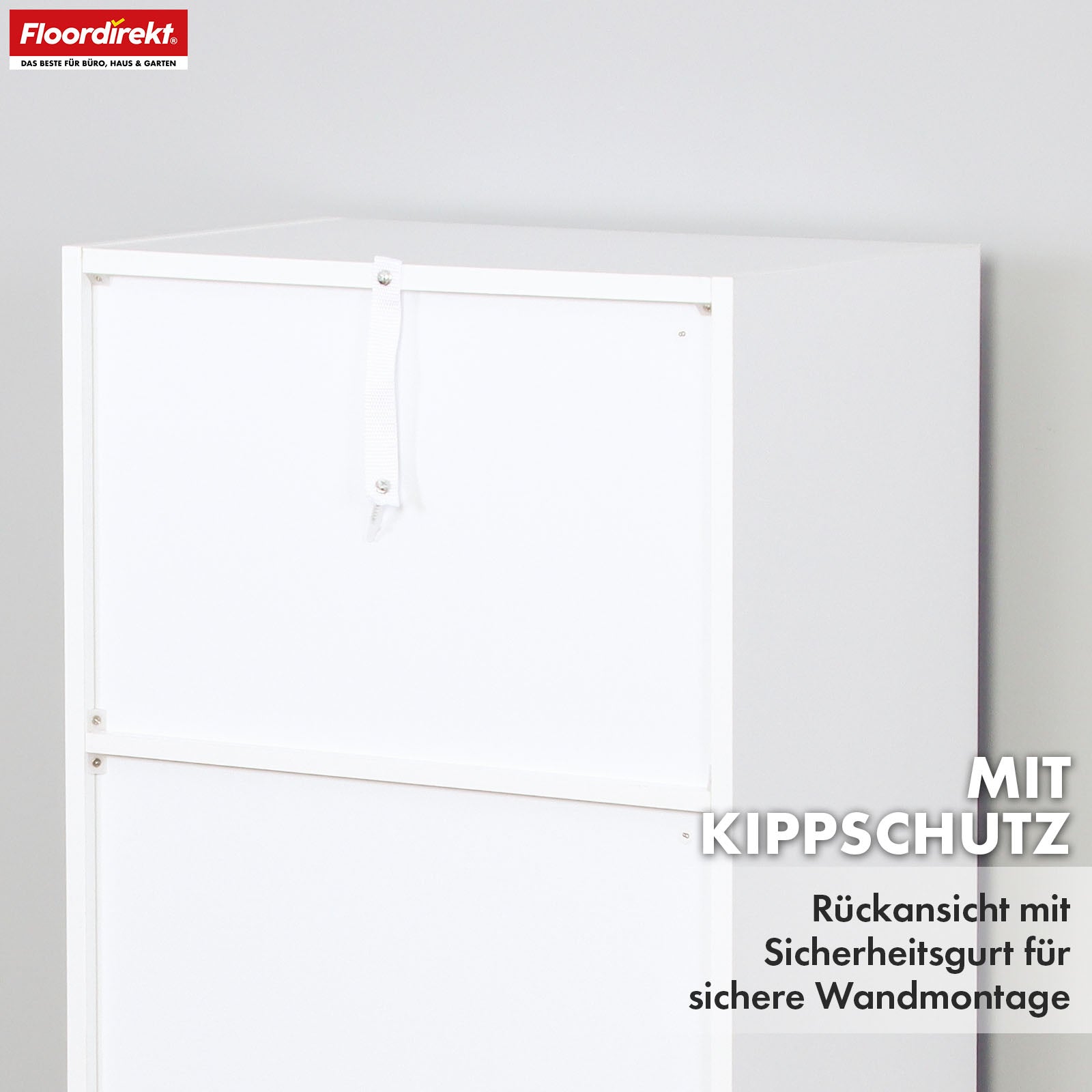 Boekenkast | California | Modern, ruimtebesparend MDF schap met kantelbeveiliging in wit 4-8 open vakken