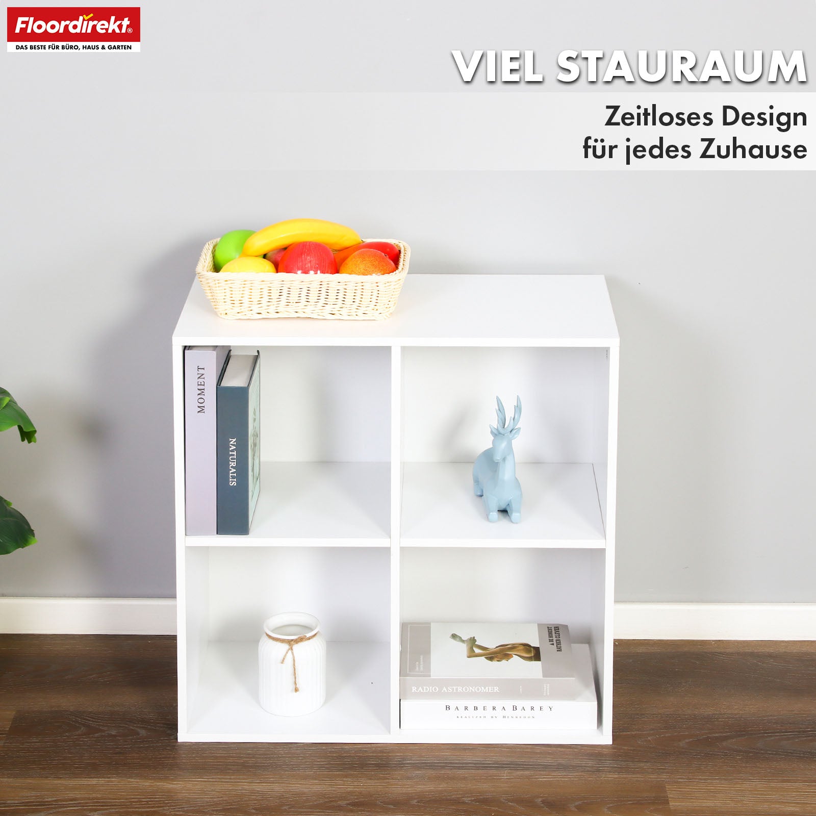 Boekenkast | California | Modern, ruimtebesparend MDF schap met kantelbeveiliging in wit 4-8 open vakken