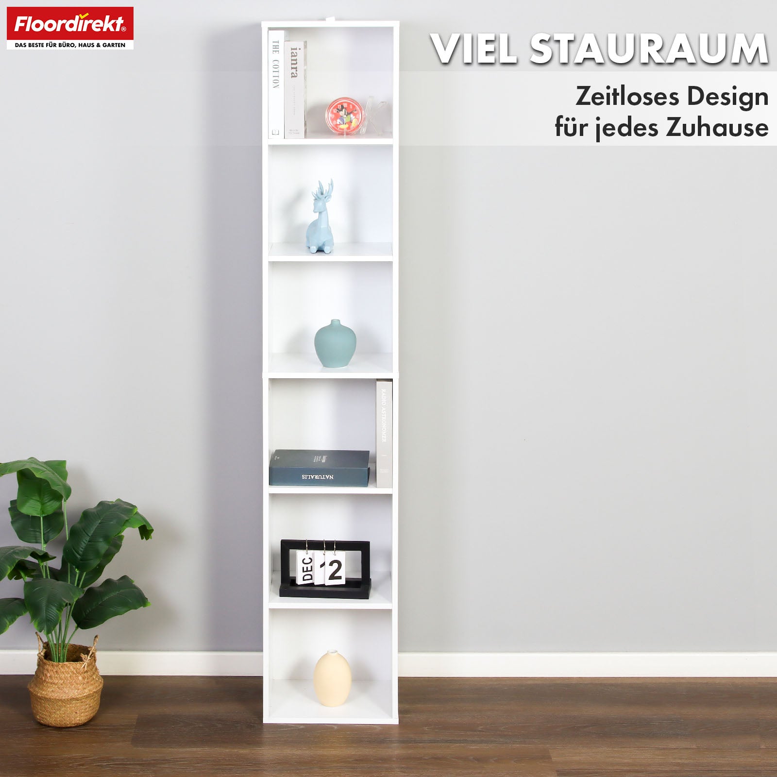 Boekenkast | Delaware | Staande plank met 6 open planken, ruimtebesparend & modern
