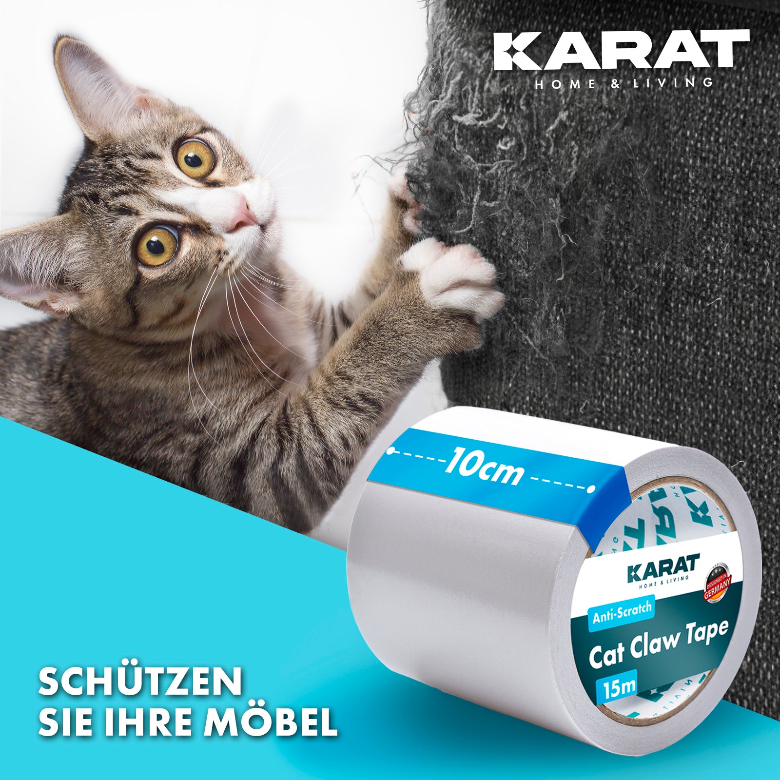 Krabbescherming | zelfklevende krabfolie | trainingstape | meubelbescherming | transparant | 15 m x 10 cm