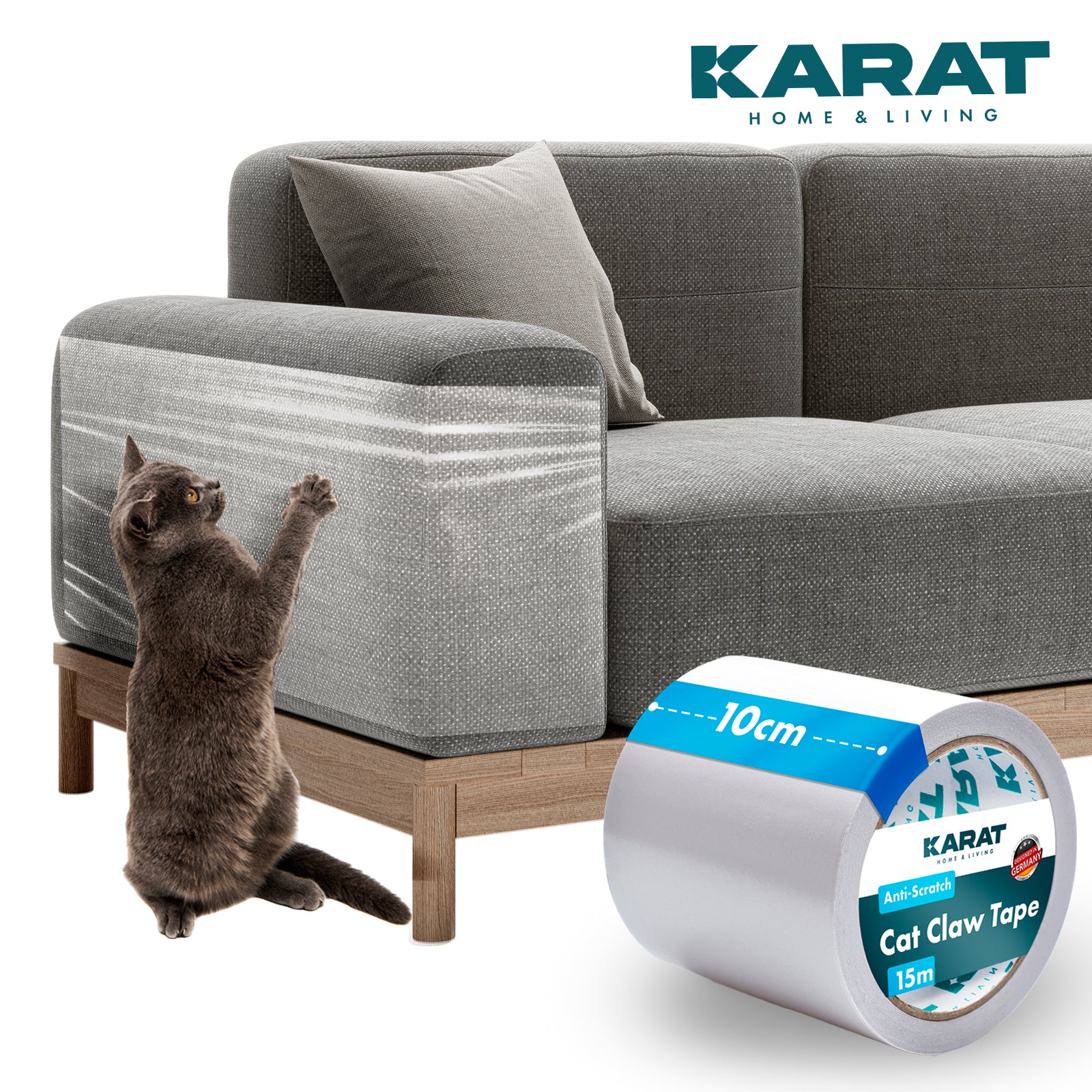 Krabbescherming | zelfklevende krabfolie | trainingstape | meubelbescherming | transparant | 15 m x 10 cm