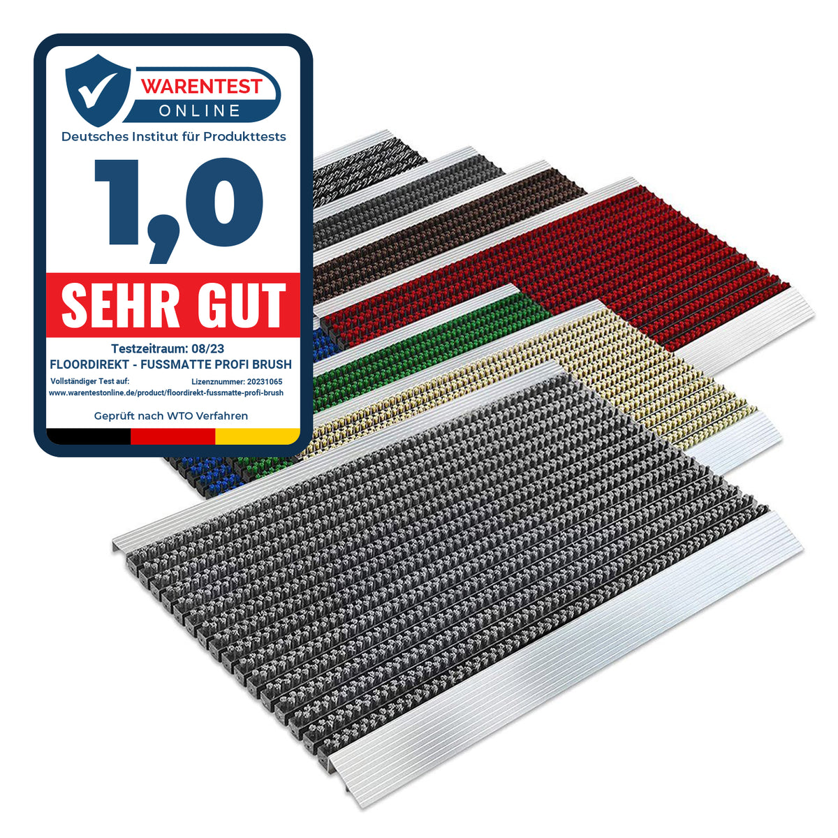 Aluminium deurmat | Profi Brush | met randprofiel | vele kleuren