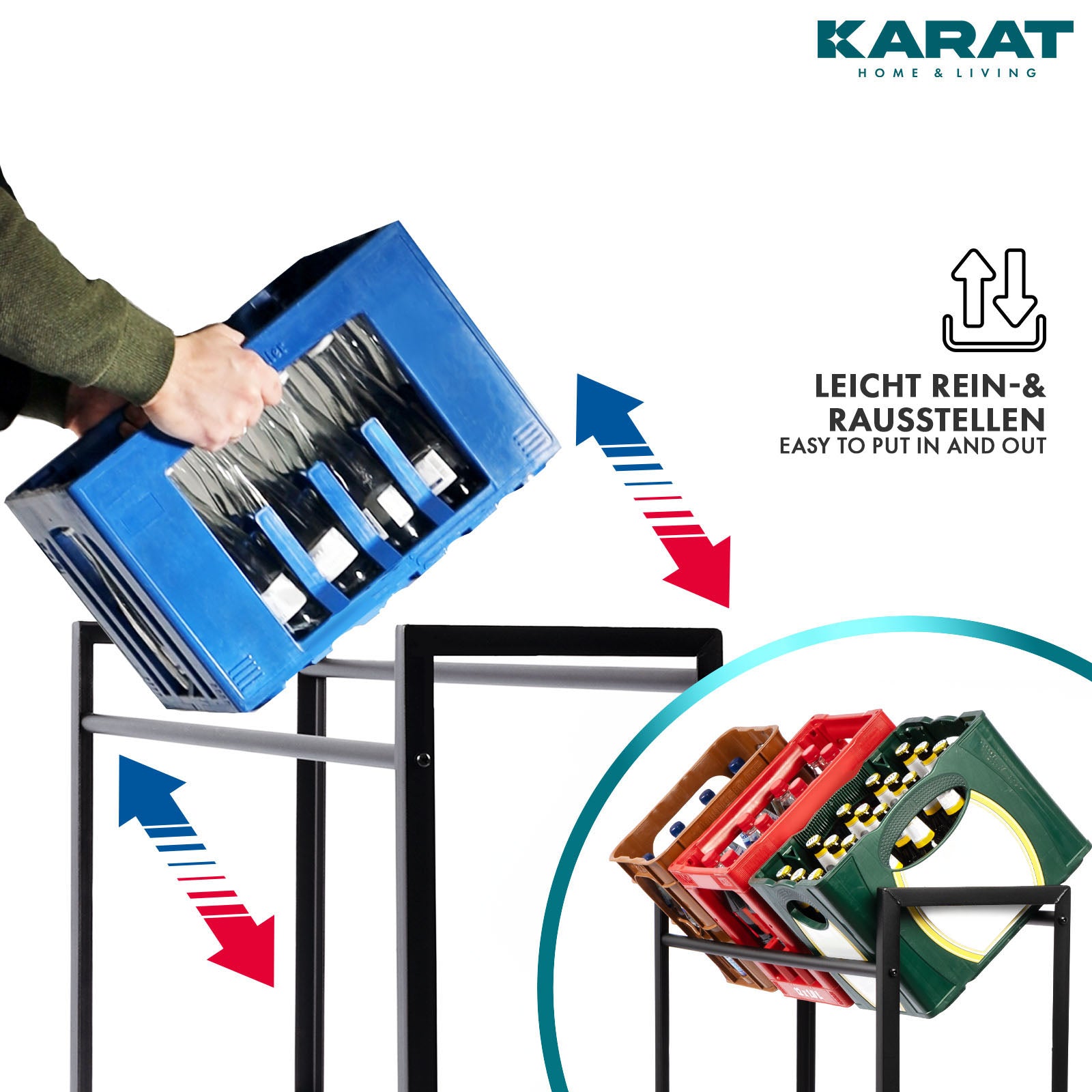 Flessenkrattenrek Kenji | Robuuste opbergrekken voor kantoor, keuken, garage of hal | Zwart | Verkrijgbaar in 2 maten