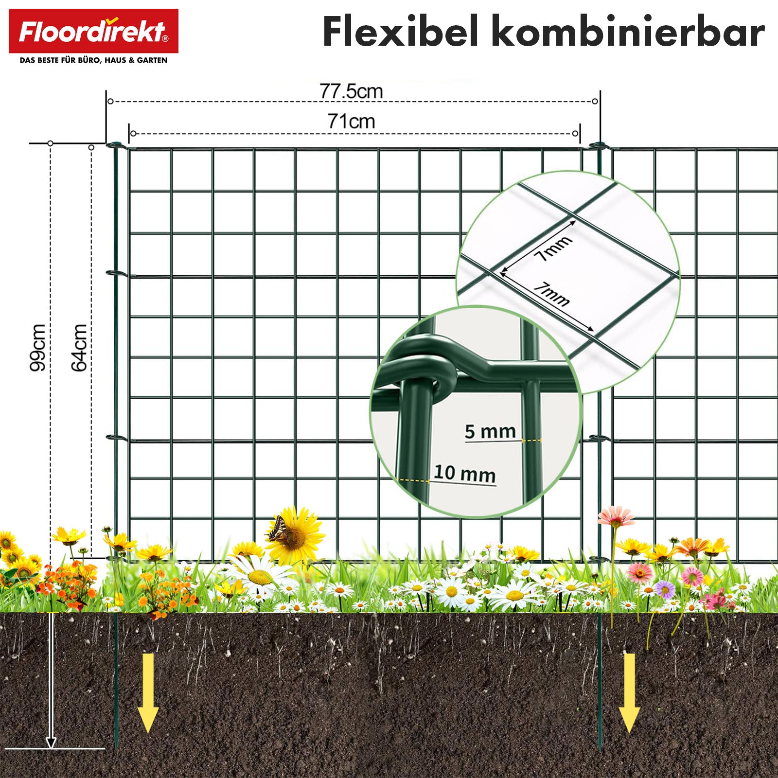 Metalen hek | Pablo | 5-delige metalen plug-in hekwerkset | Uitbreidbaar voor tuin, vijver & dieren